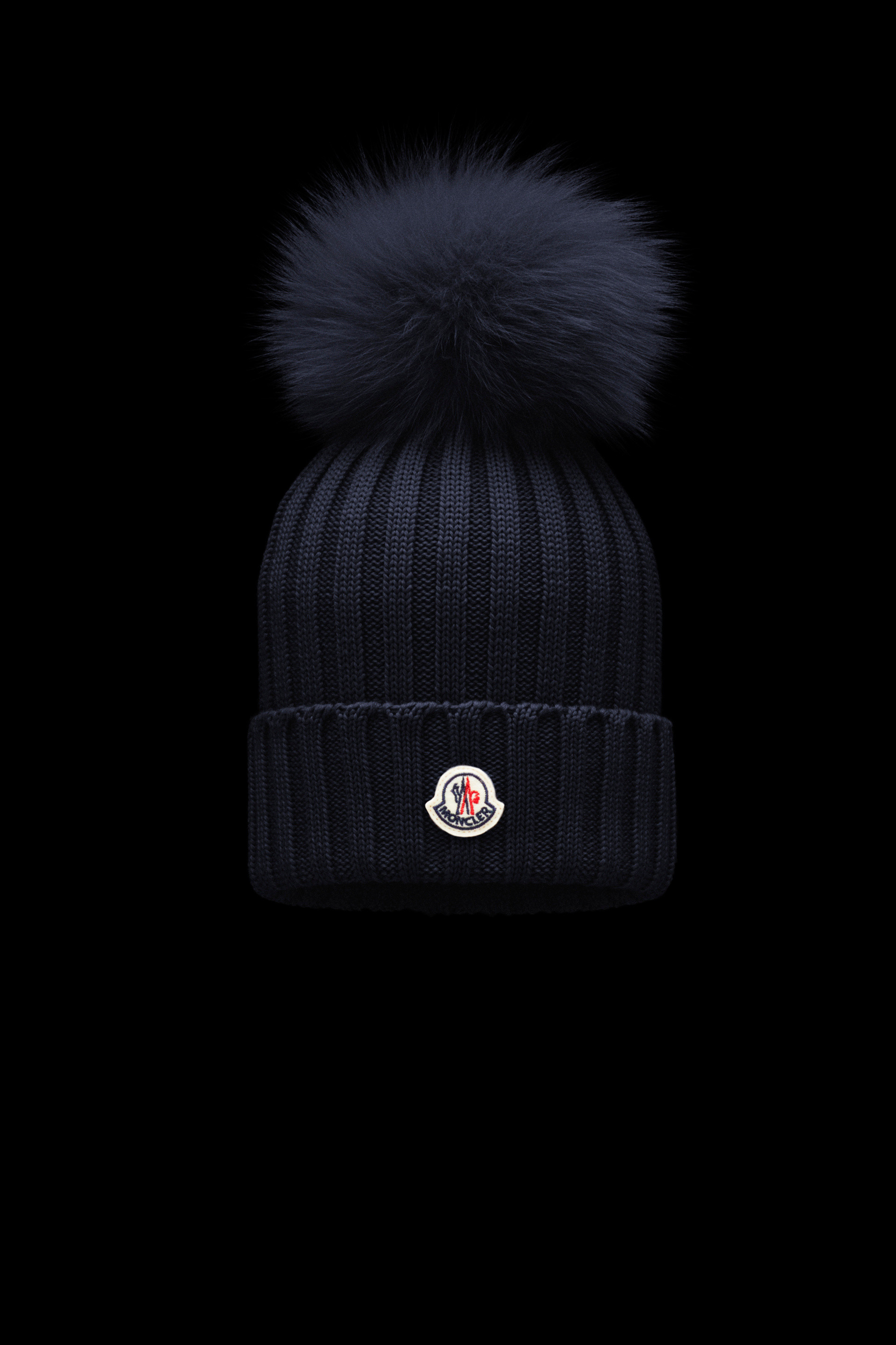 Night Blue Beanie With Pom Pom - Hats & Beanies for Women | Moncler JP