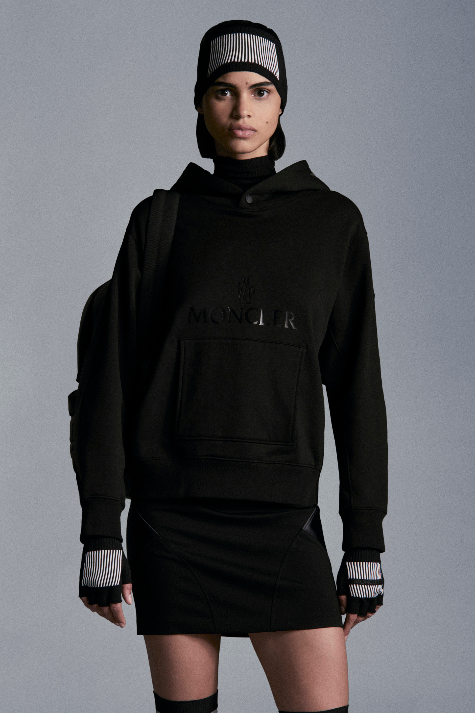 モンクレール Hooded Sweatshirt Dress S ブラック-