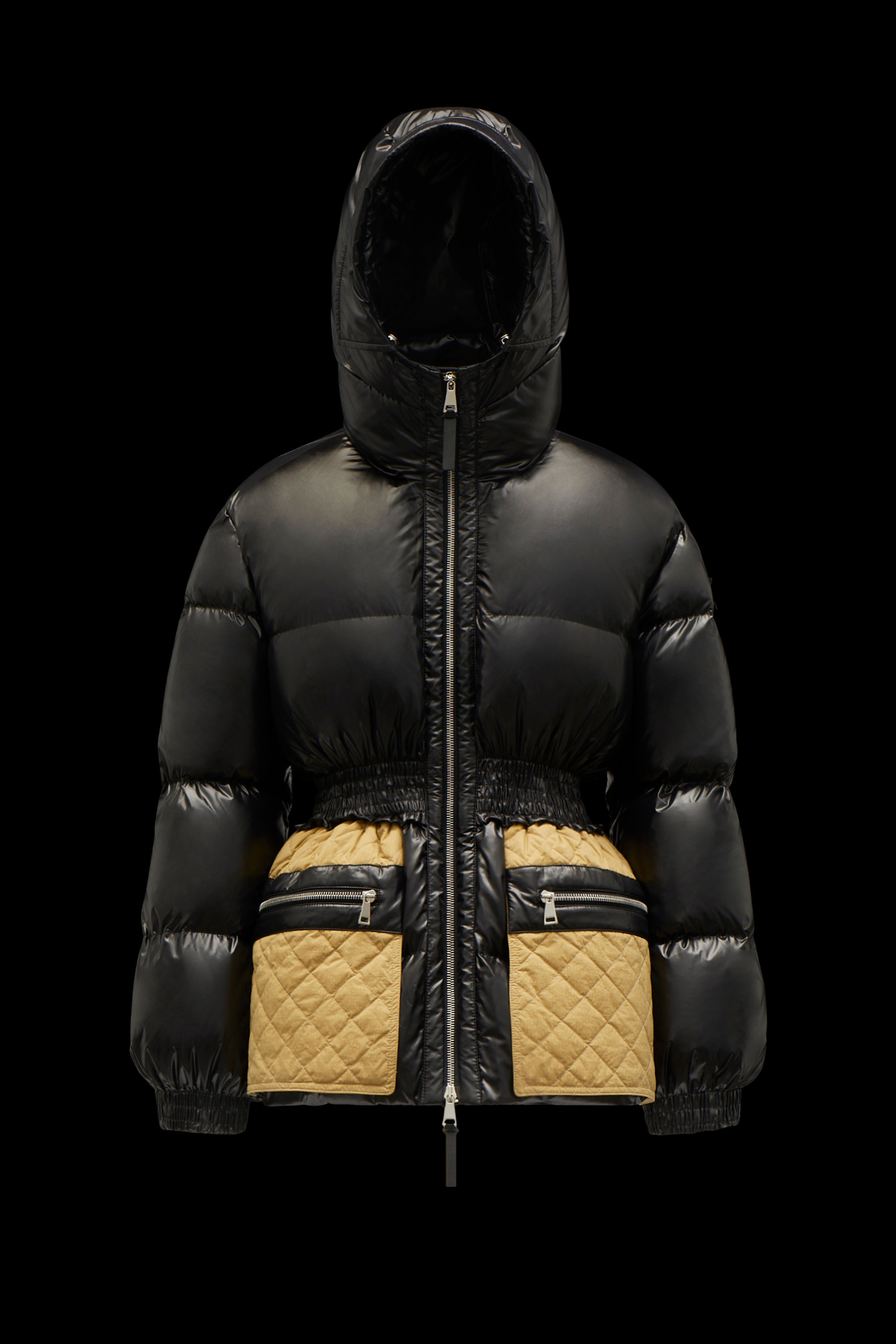 moncler black coat with white writing