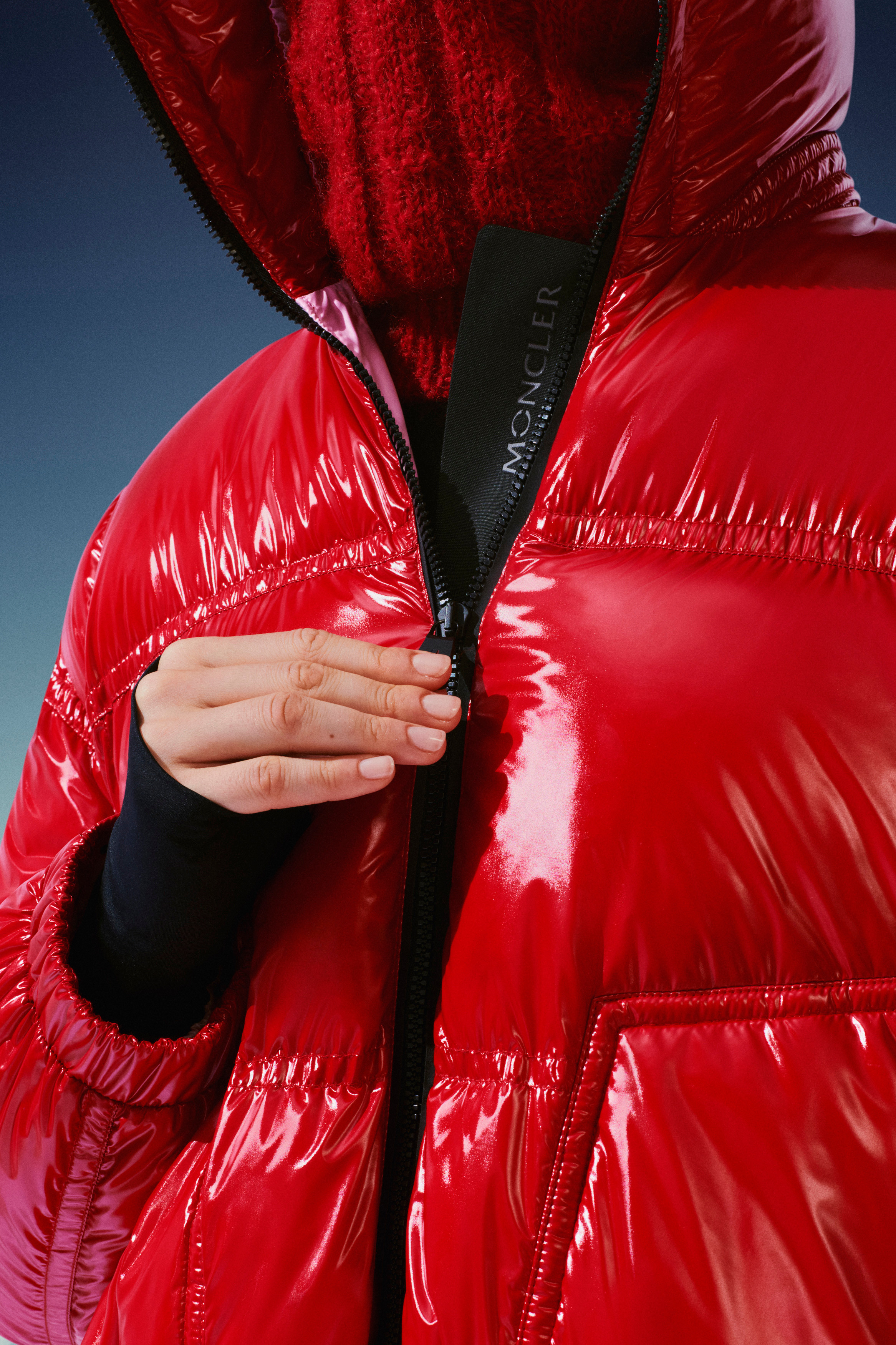 red shiny jacket