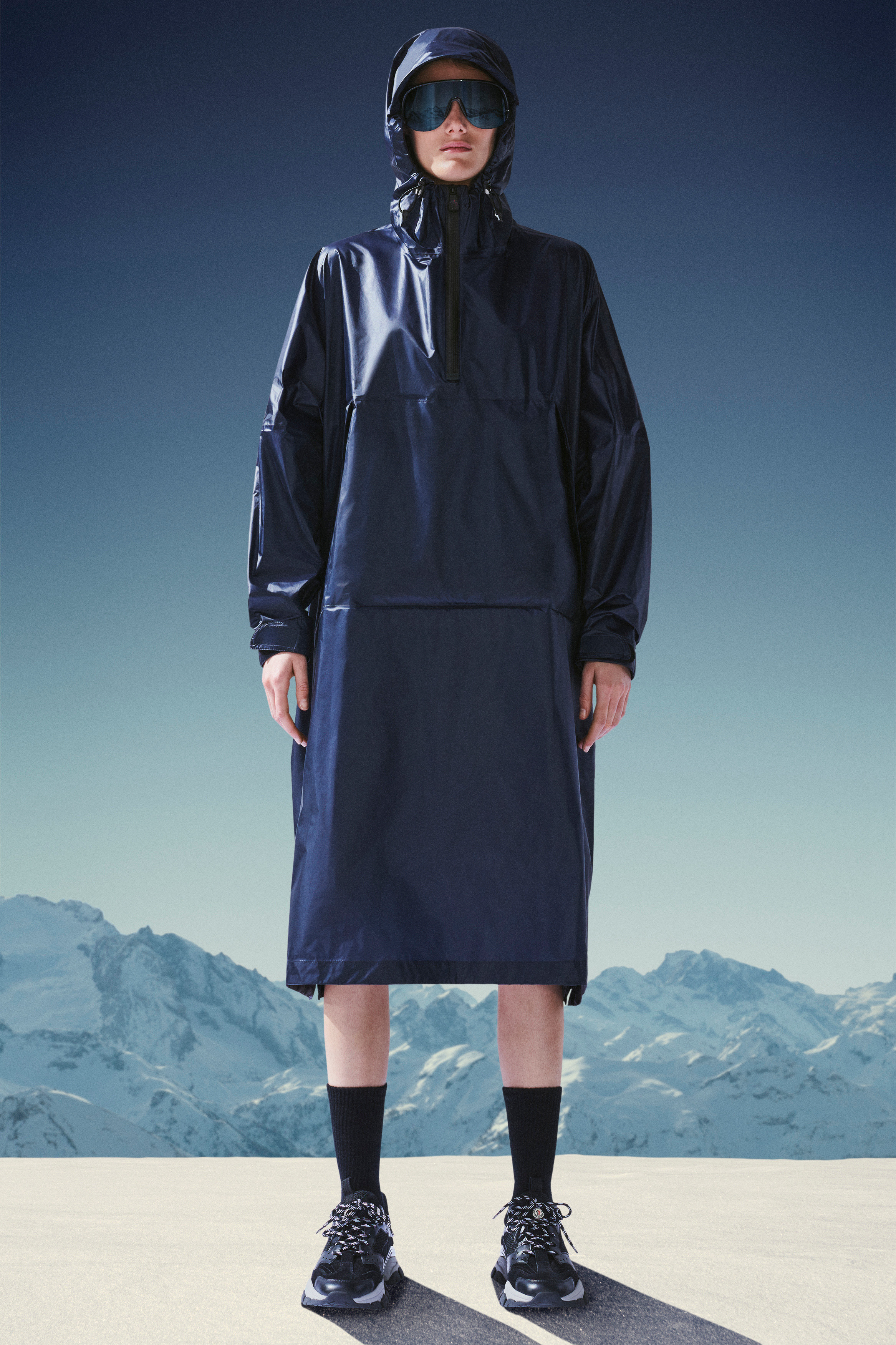 moncler blue raincoat