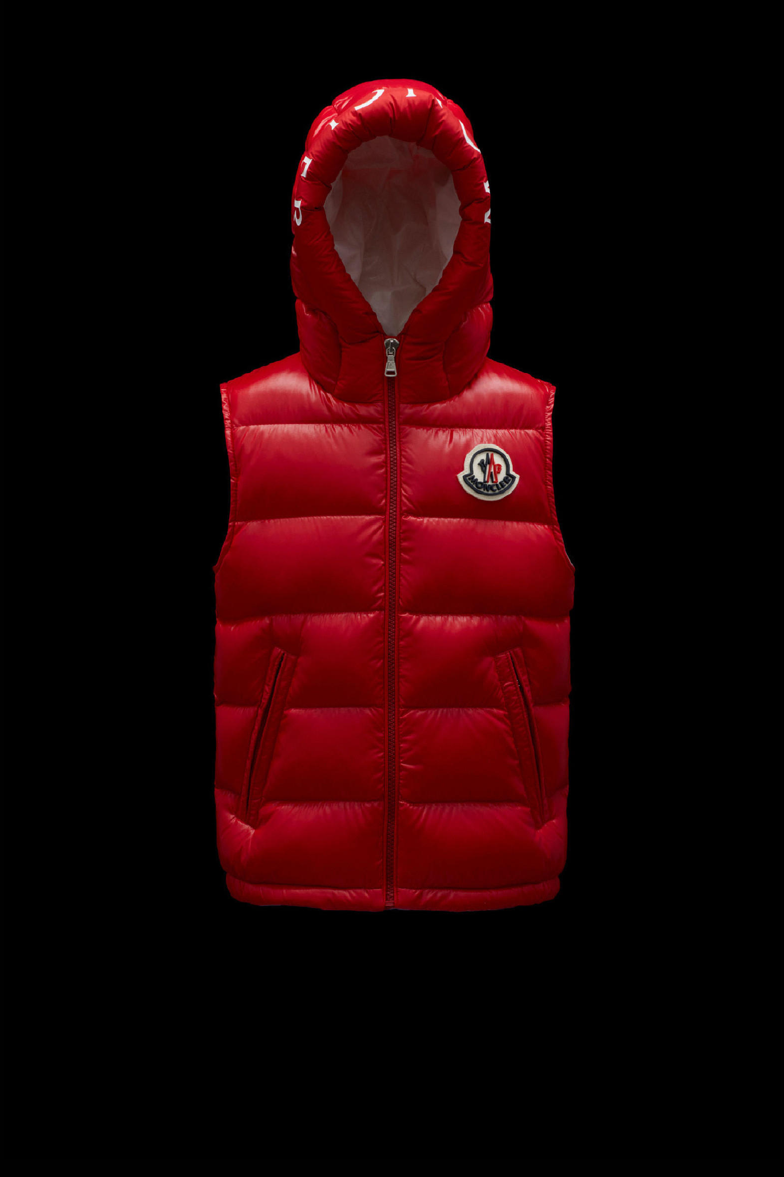 red moncler vest with hood