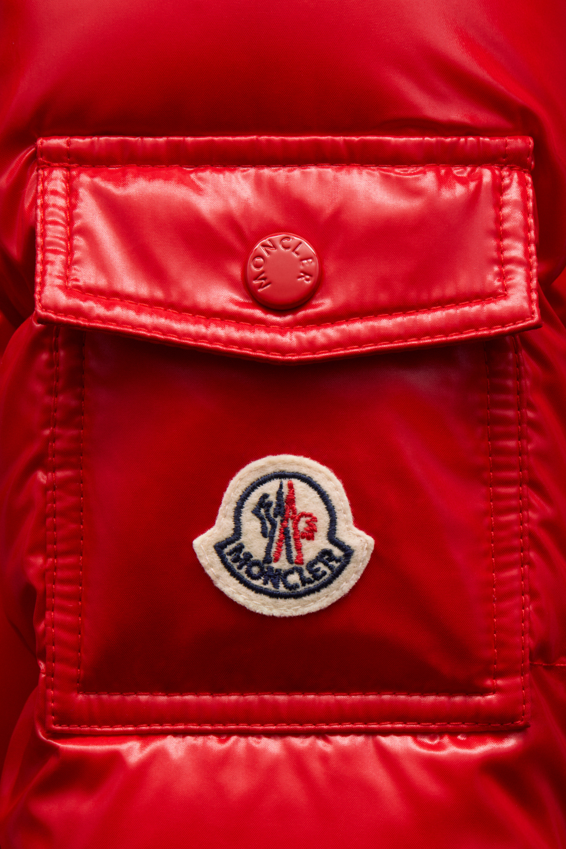 moncler red fur jacket