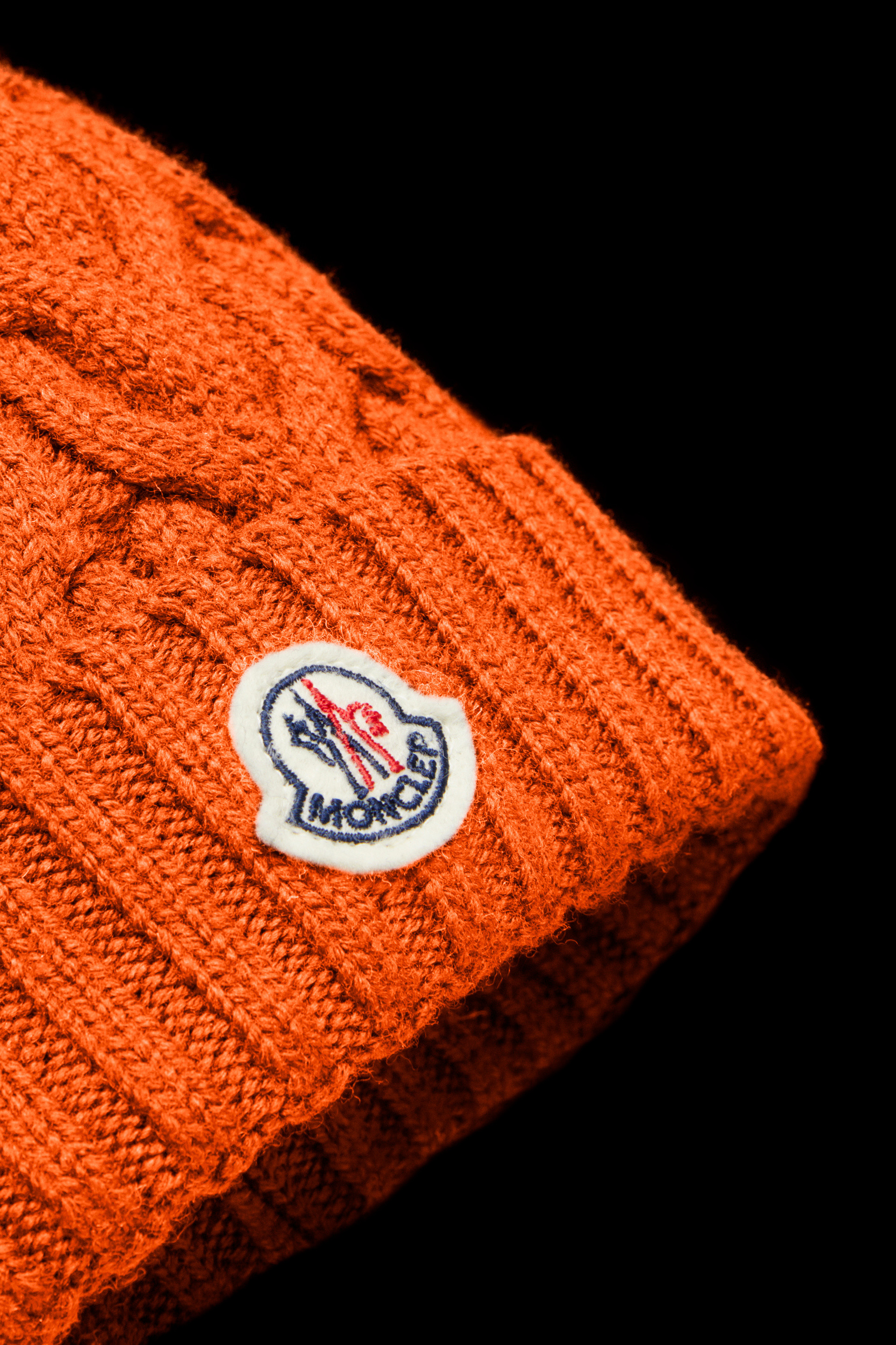 Sun Orange Cable-Knit Beanie 