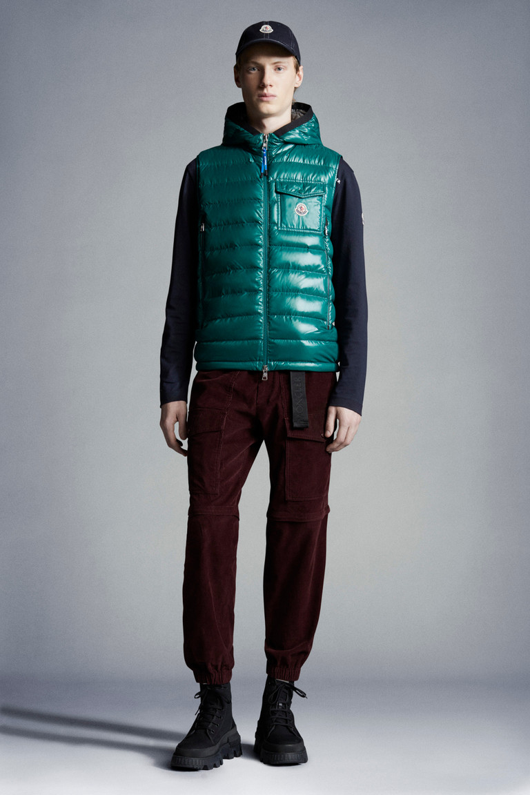 Di Pelle Gilet Uomo Imbottito A Bolle Antivento, Con Cappuccio