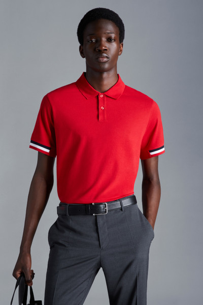 Scarlet Red Tricolour Accent Polo Shirt - Polos & T-shirts for Men ...