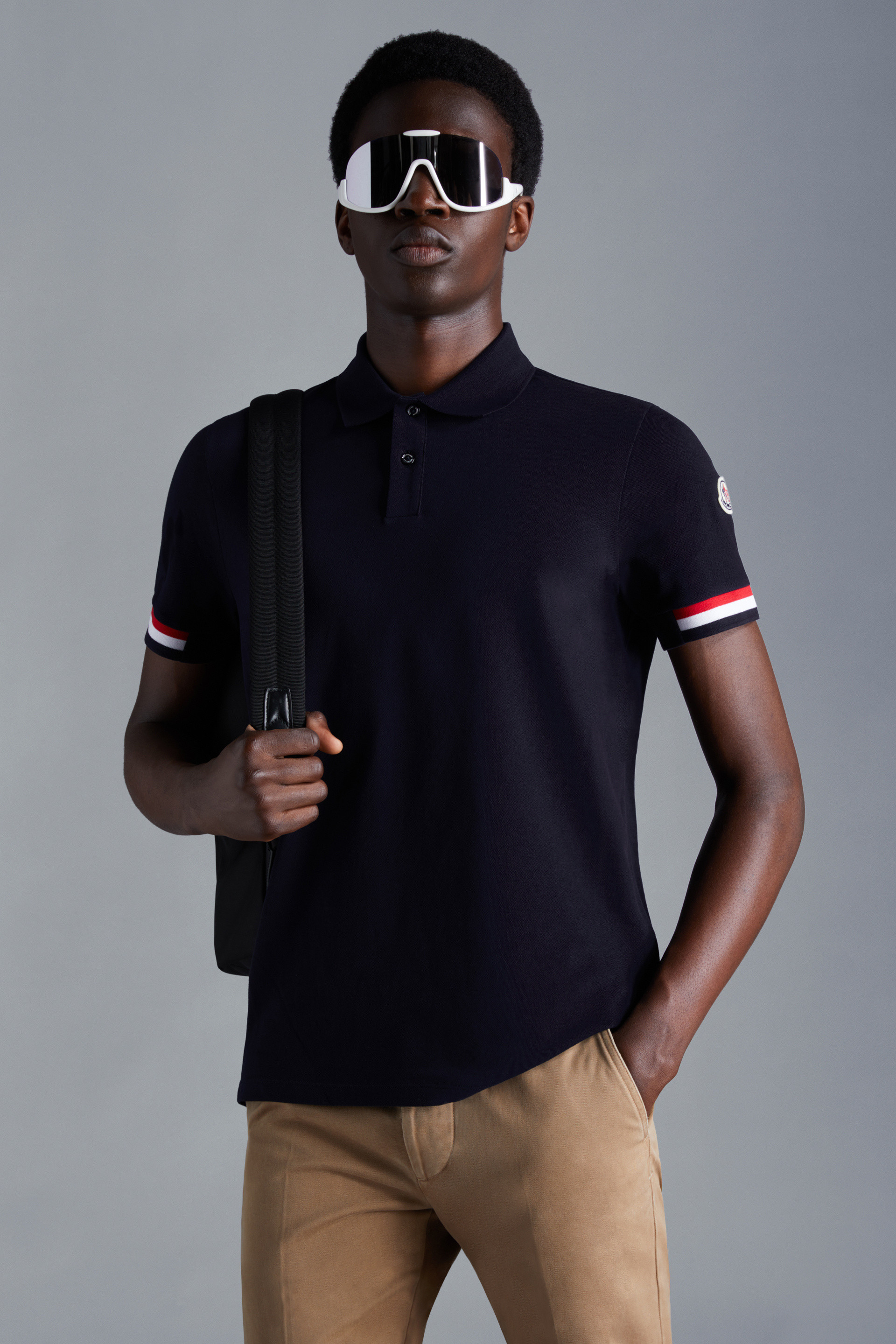 Polo con dettaglio tricolore Blu Scuro - Polo \u0026 T-shirt Uomo | Moncler IT