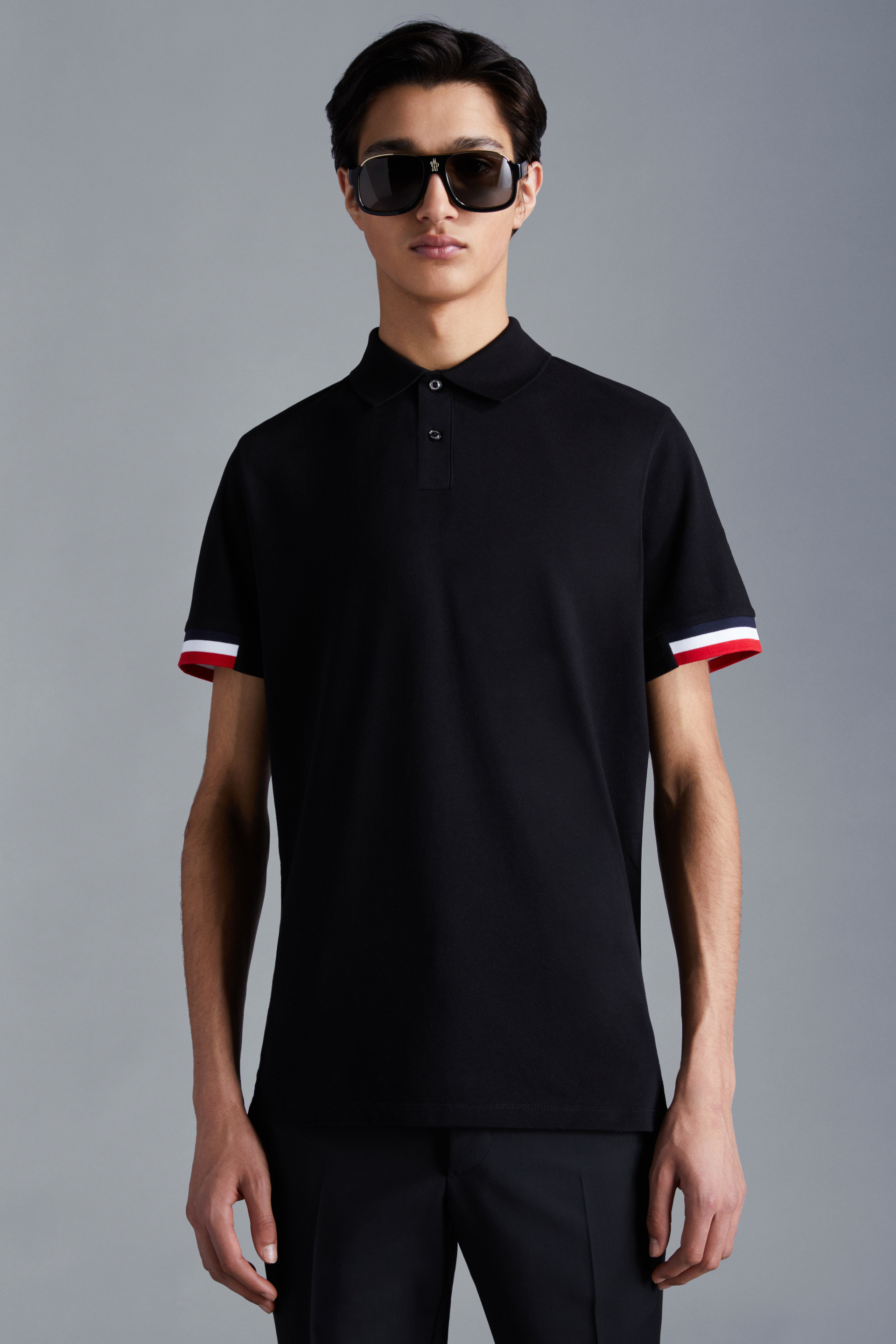 Polo con dettaglio tricolore Nero - Polo \u0026 T-shirt Uomo | Moncler IT