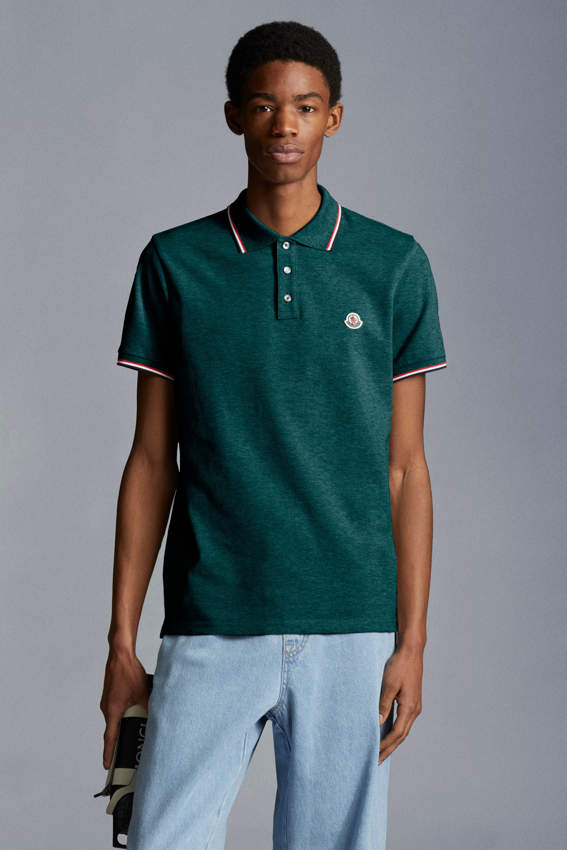 moncler green polo shirt