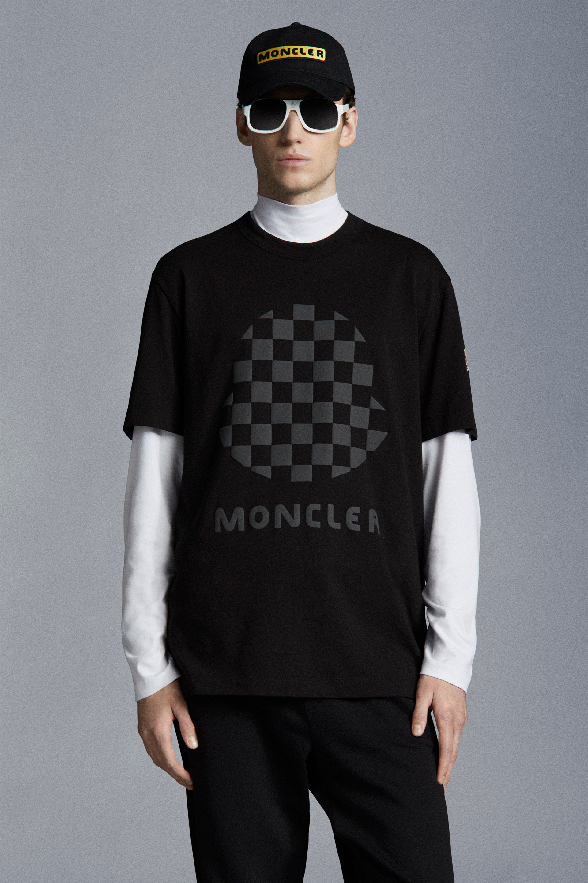 black and white moncler shirt