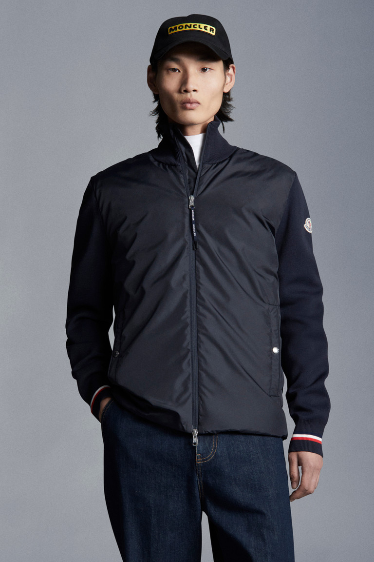 moncler padded cardigan blue