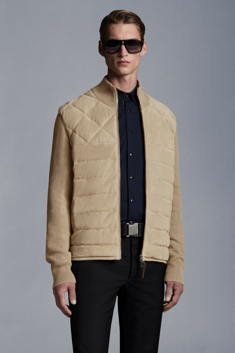 mens suede front cardigan
