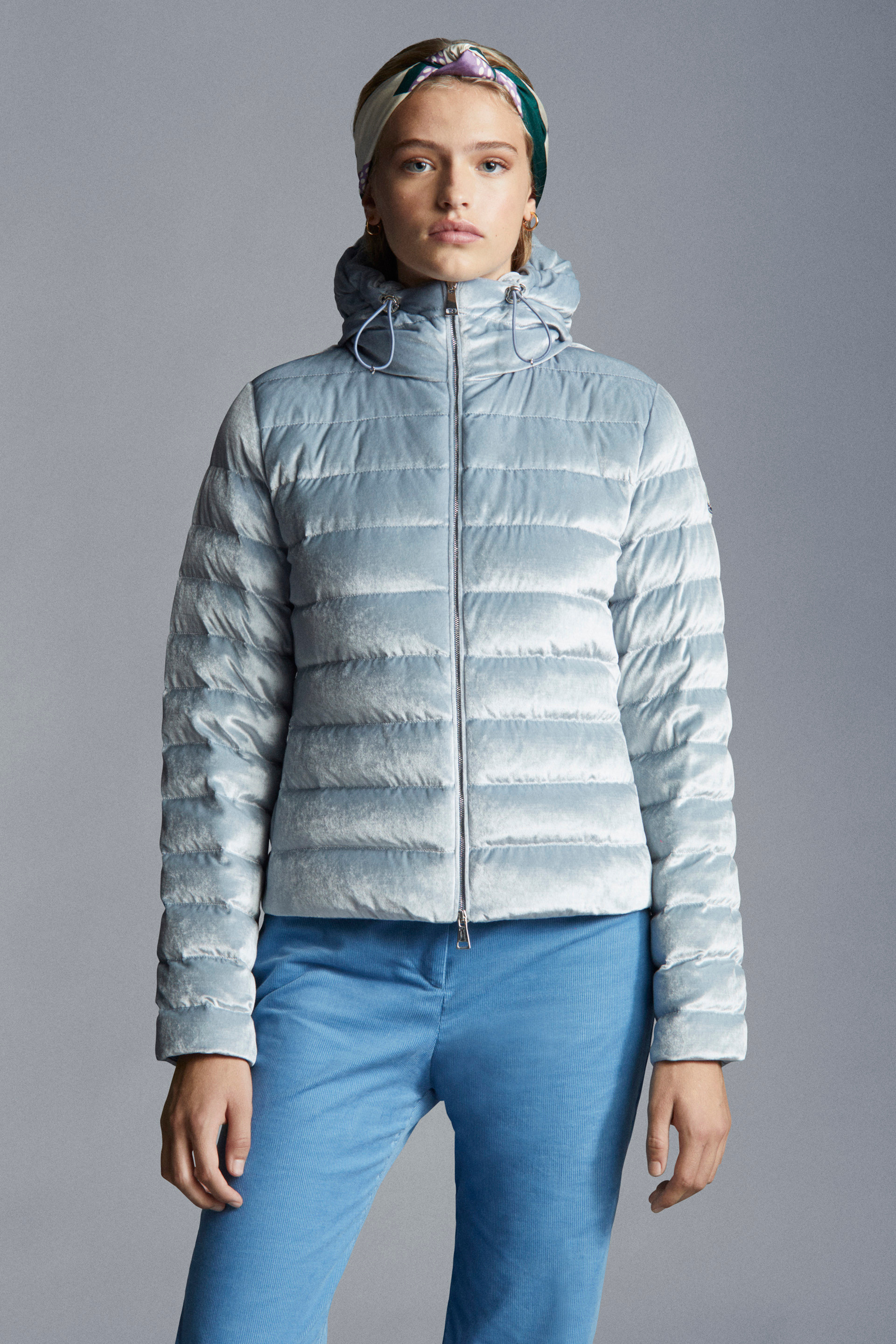 moncler blue puffer jacket women's