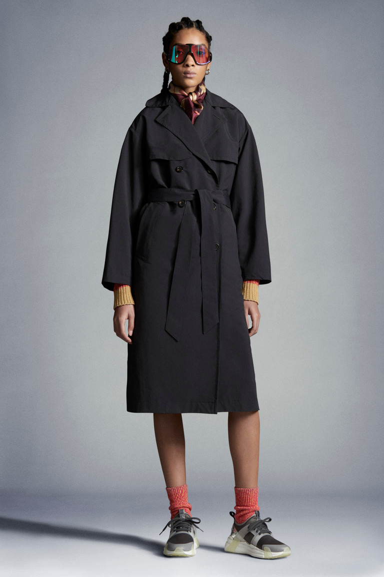 ブラック Stibidenトレンチコート : Coats & Trench Coats 向けの 
