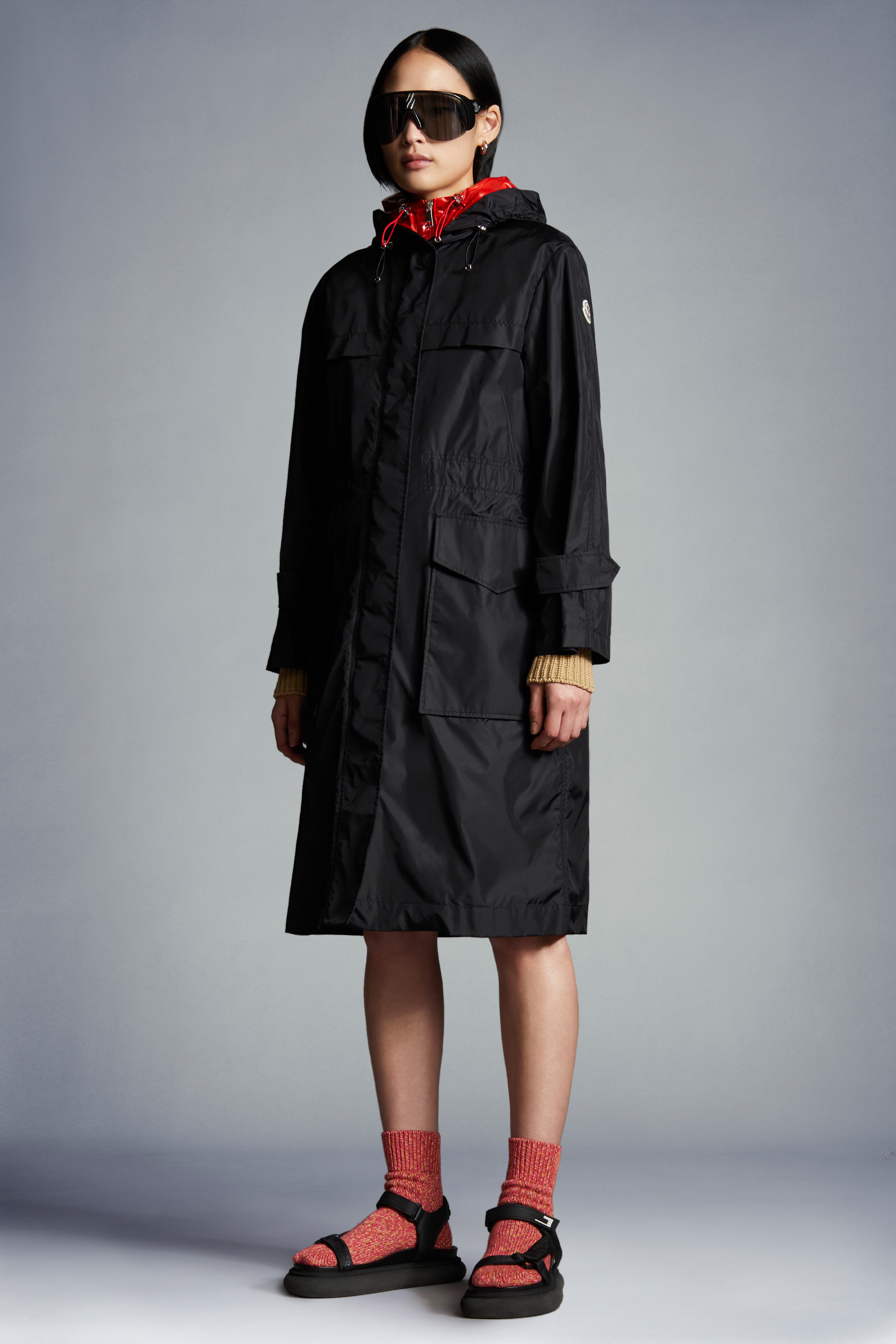 Womens Clothing Coats Raincoats and trench coats Moncler Aumar Trench Coat in Black 