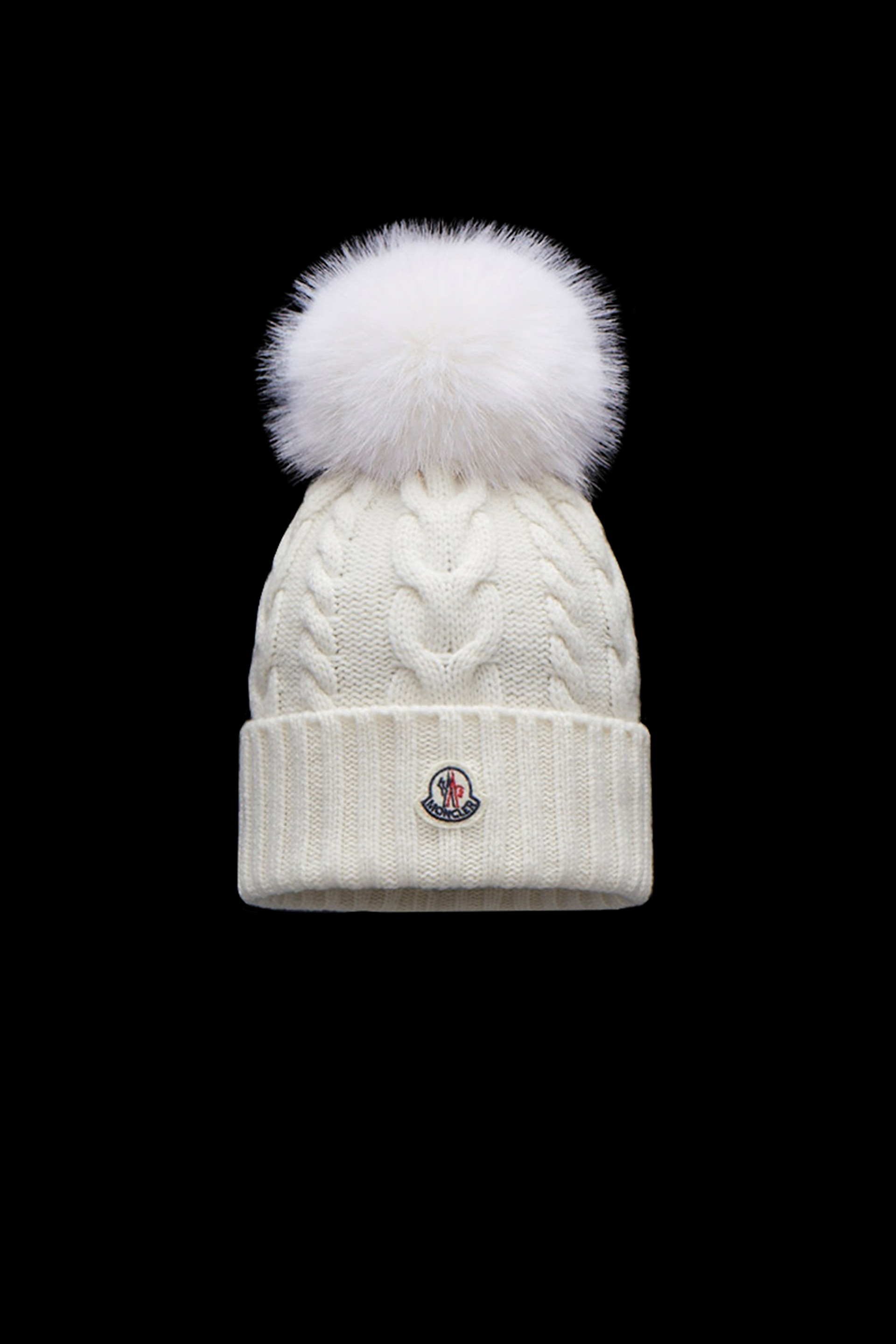 moncler knit hat with fur pom pom