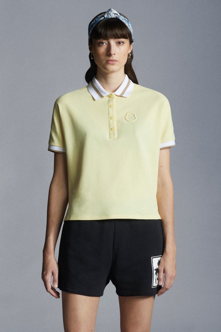 몽클레어 우먼 폴로 셔츠 Moncler Colour Block Polo Shirt,Light Yellow