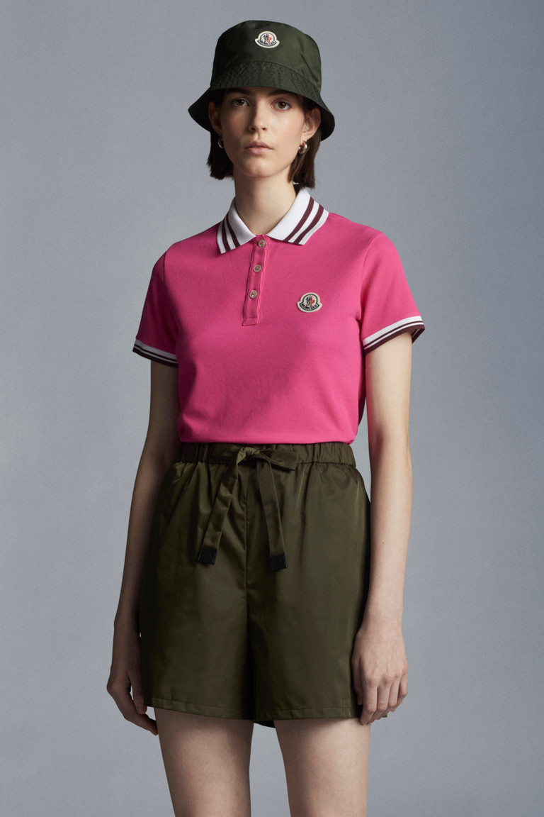 몽클레어 우먼 폴로 셔츠 Moncler Logo Patch Polo Shirt,Mauve Pink