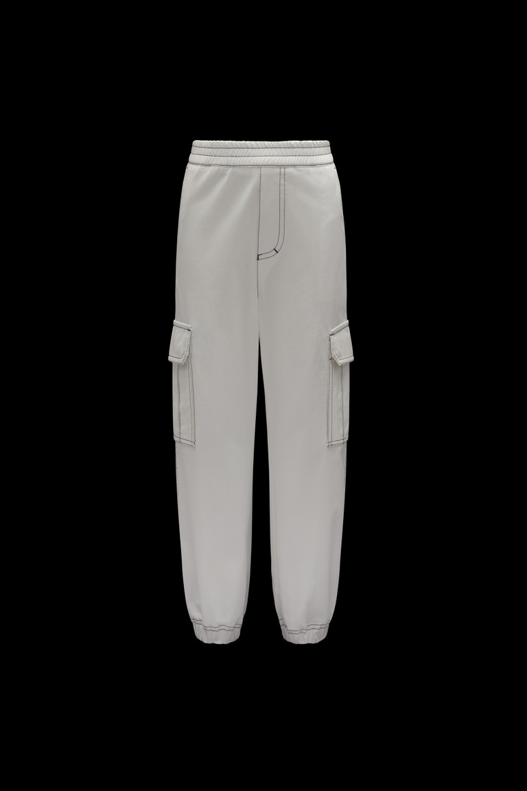 몽클레어 Moncler Gabardine Cargo Trousers,Silk White