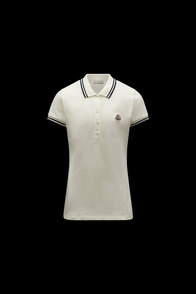 몽클레어 Moncler Logo Polo Shirt,Ivory White