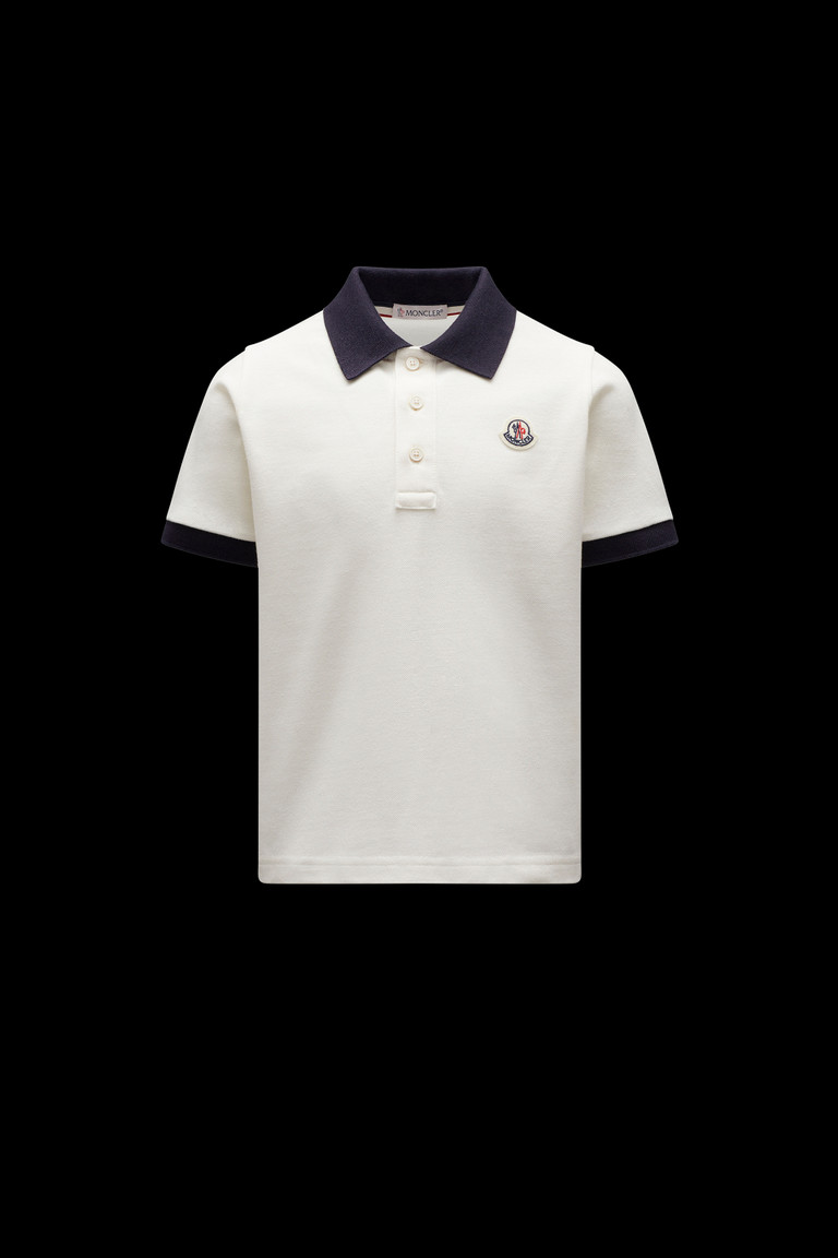 몽클레어 Moncler Logo Polo Shirt,Silk White