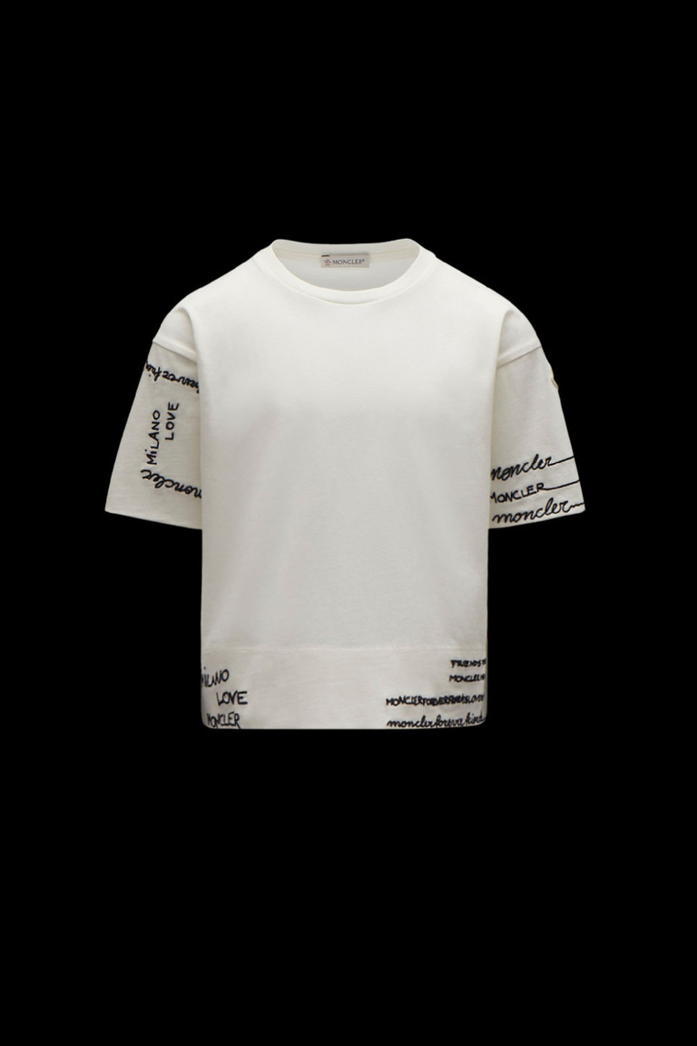몽클레어 Moncler Embroidered T-Shirt,Silk White