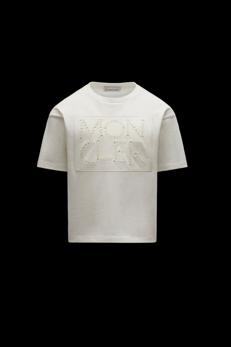몽클레어 Moncler Logo Embroidered T-Shirt,Silk White