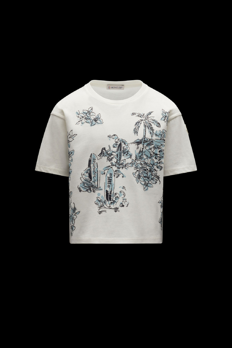 몽클레어 Moncler Hawaii Motif T-Shirt,Silk White