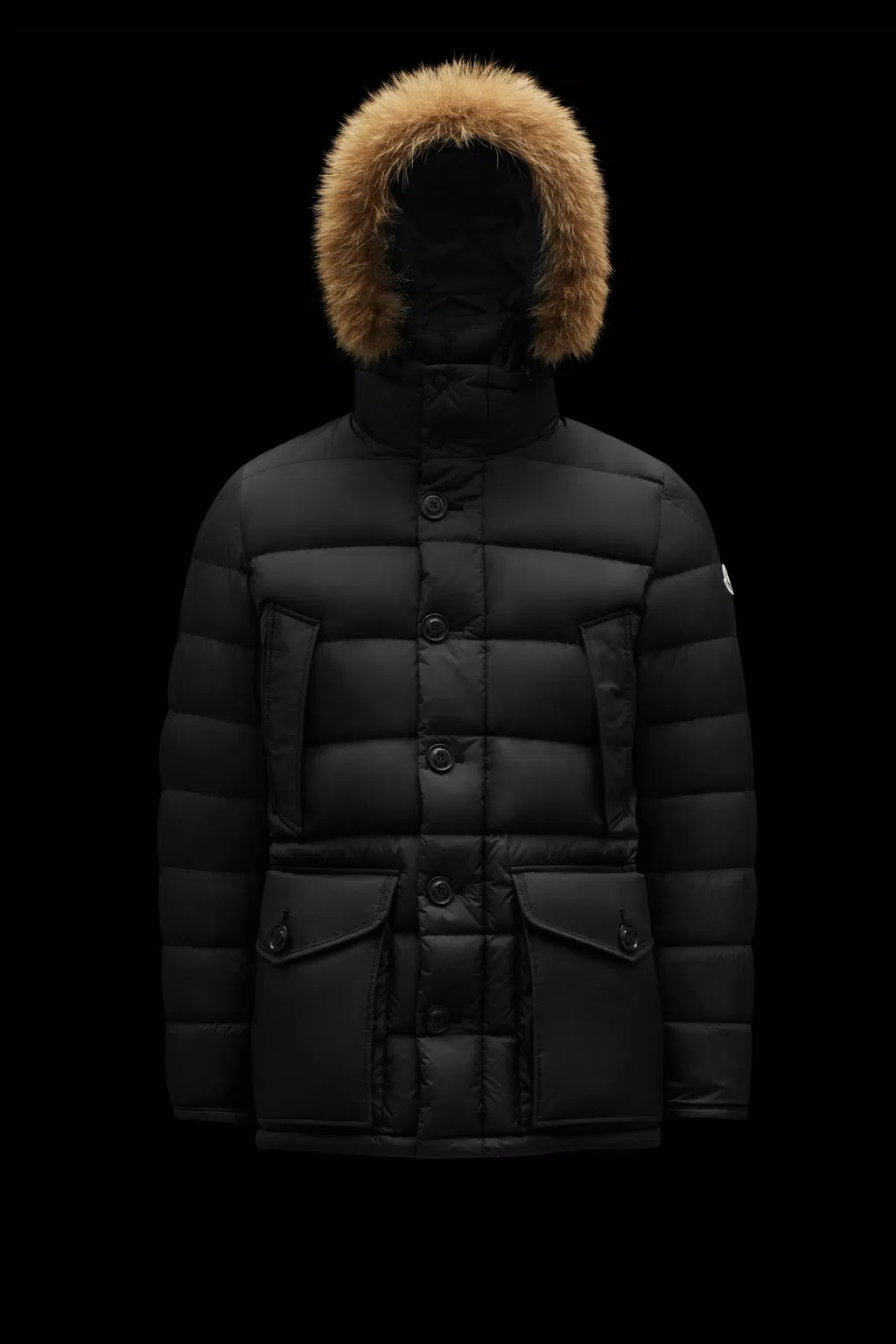 Cluny Long Down Jacket by Moncler, stay dry and warm in any condition.