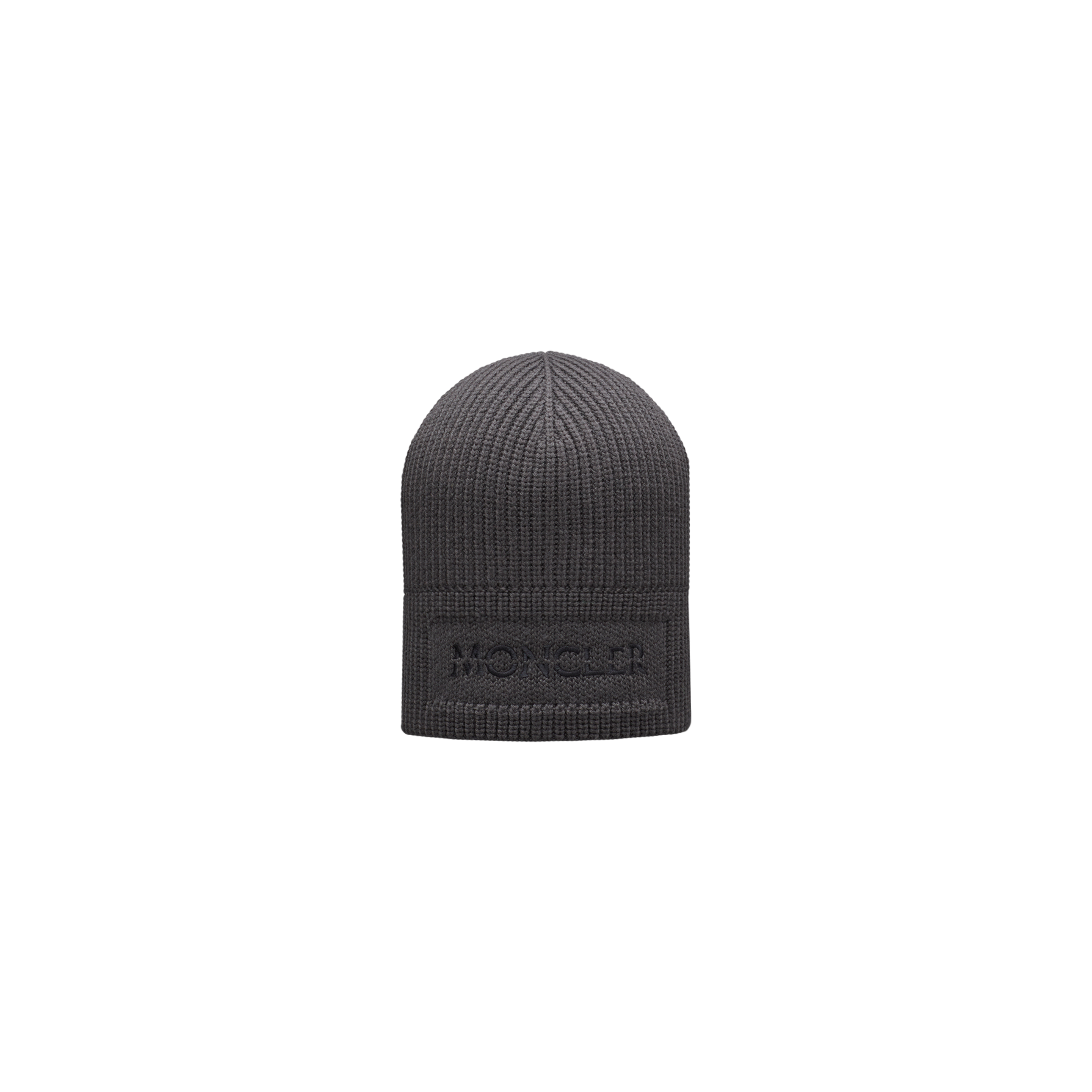 Moncler Collection Wool Beanie Gray Size One Size In Black