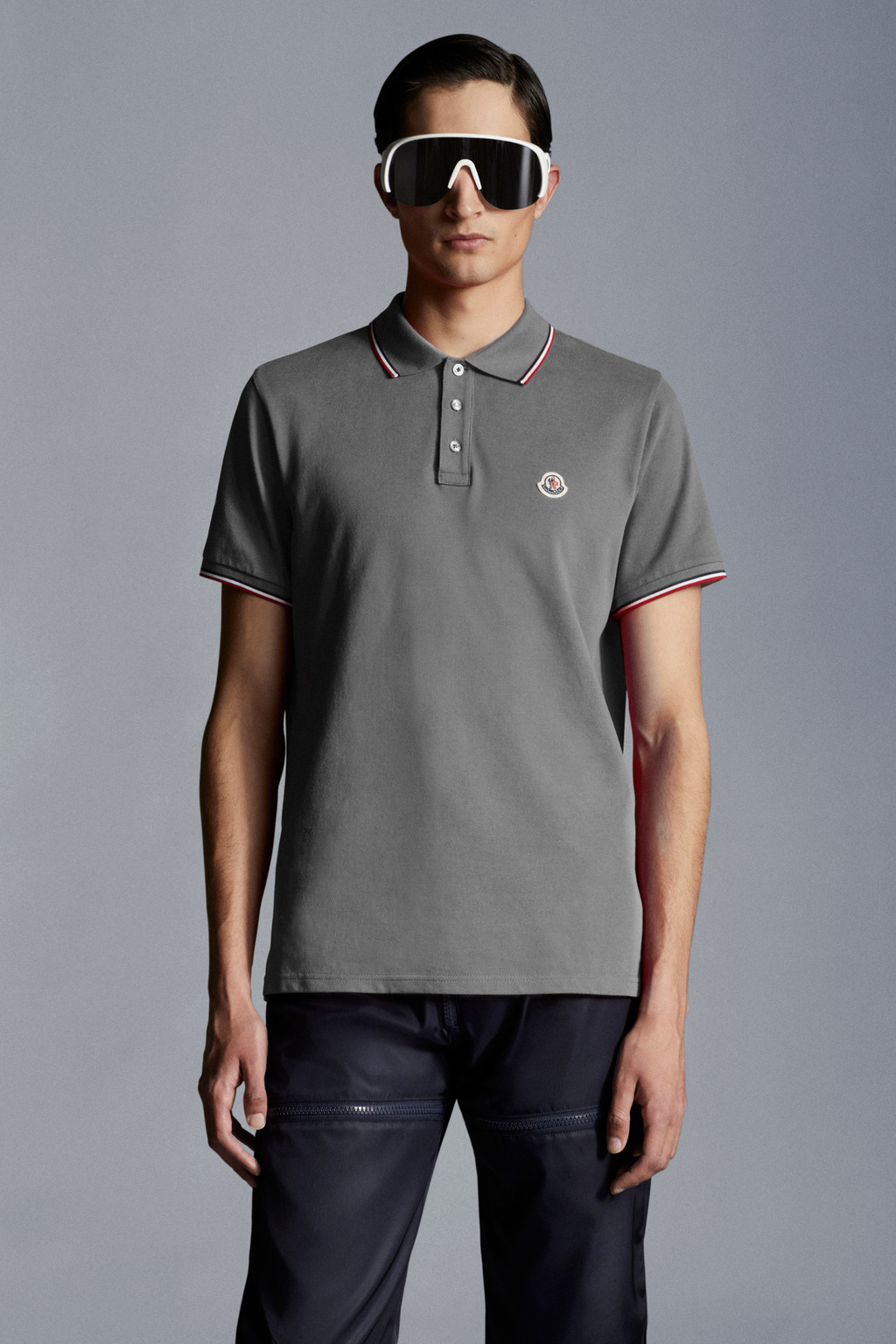 Light Grey Logo Polo Shirt - Polos & T-shirts for Men | Moncler US