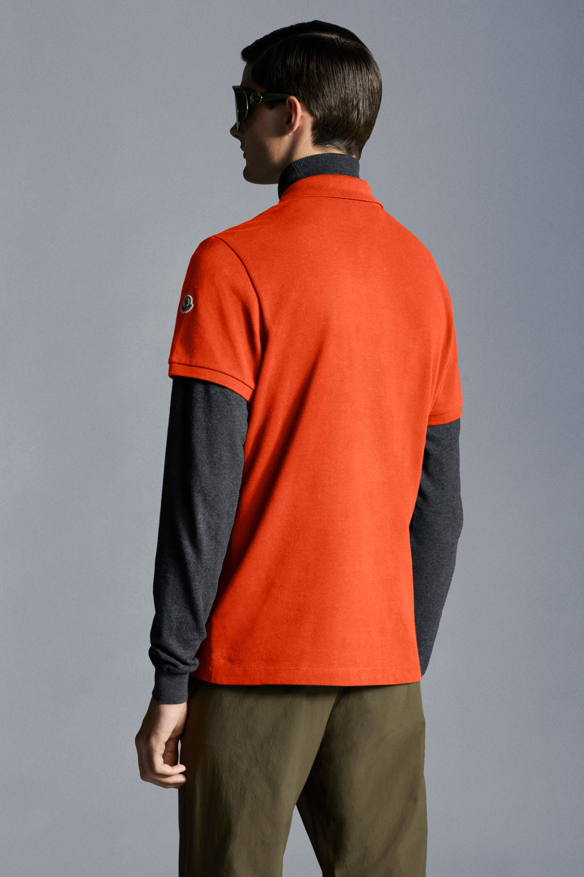 orange moncler polo