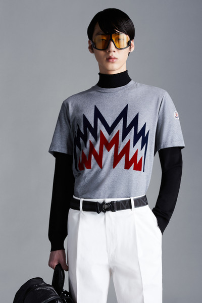 Dark Gray Flocked Print T-Shirt - Polos & T-shirts for Men | Moncler GB