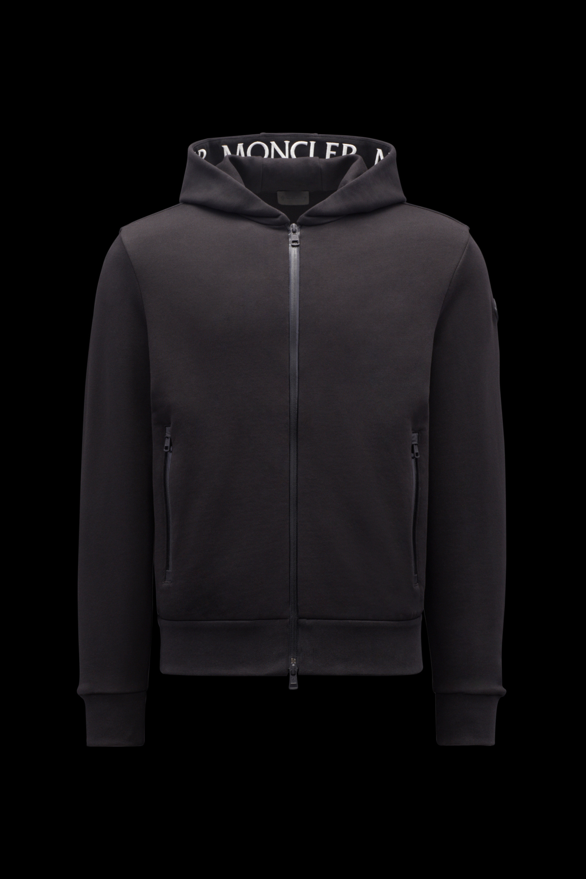Black Logo Zip-Up Hoodie - Sweatshirts for Men | Moncler SK