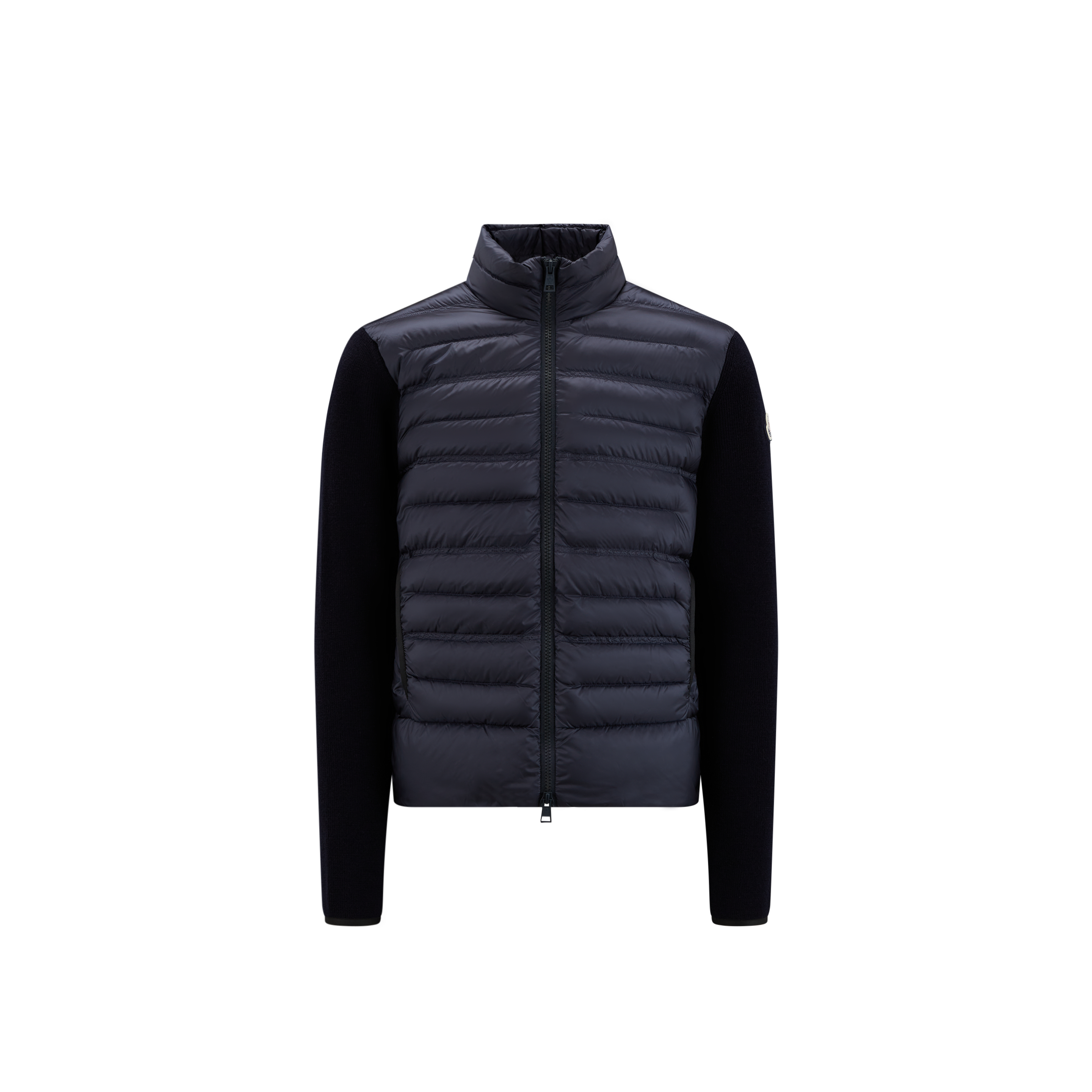 Moncler Collection Cardigan En Laine Matelassé In Blue