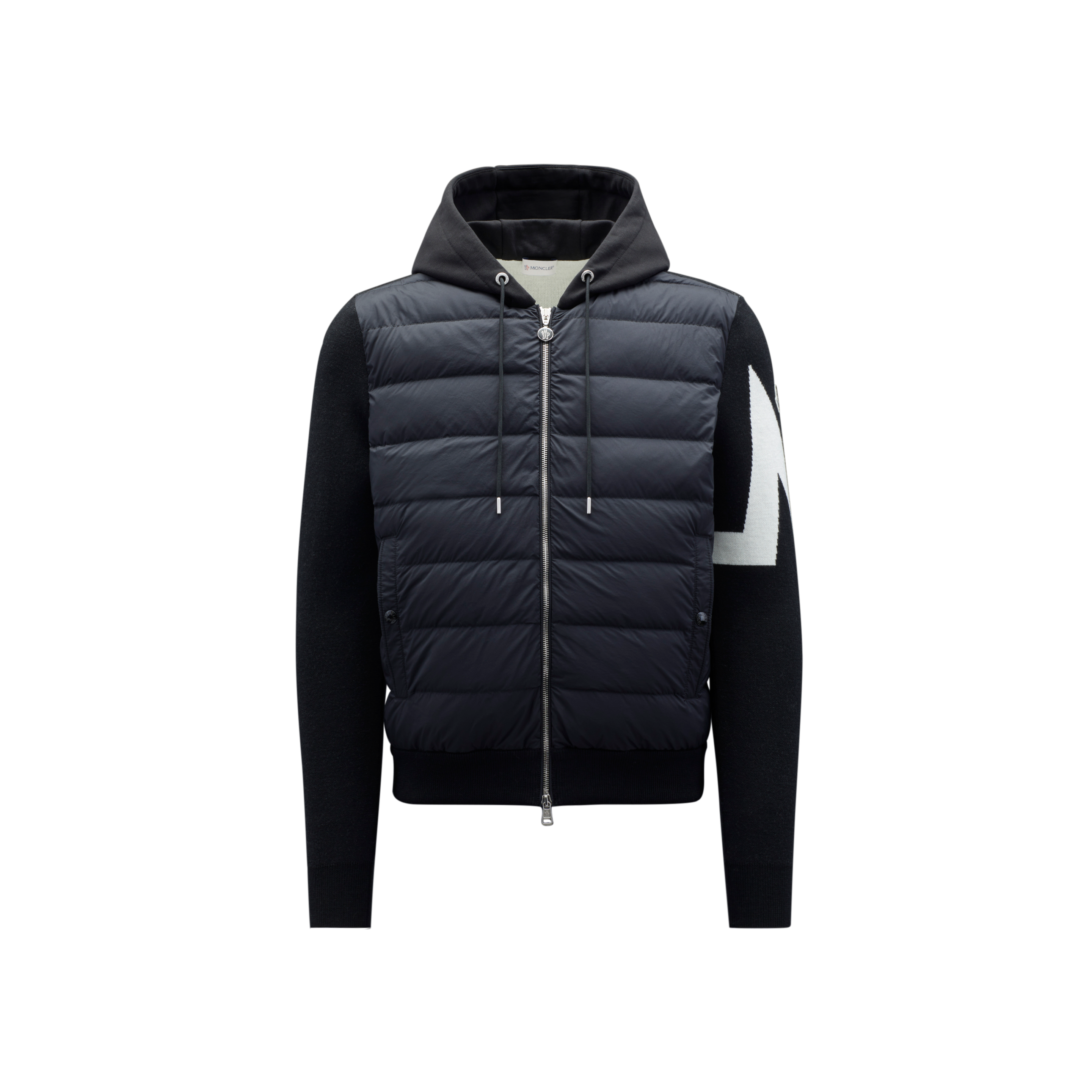 Moncler Padded Hooded Cardigan In Black