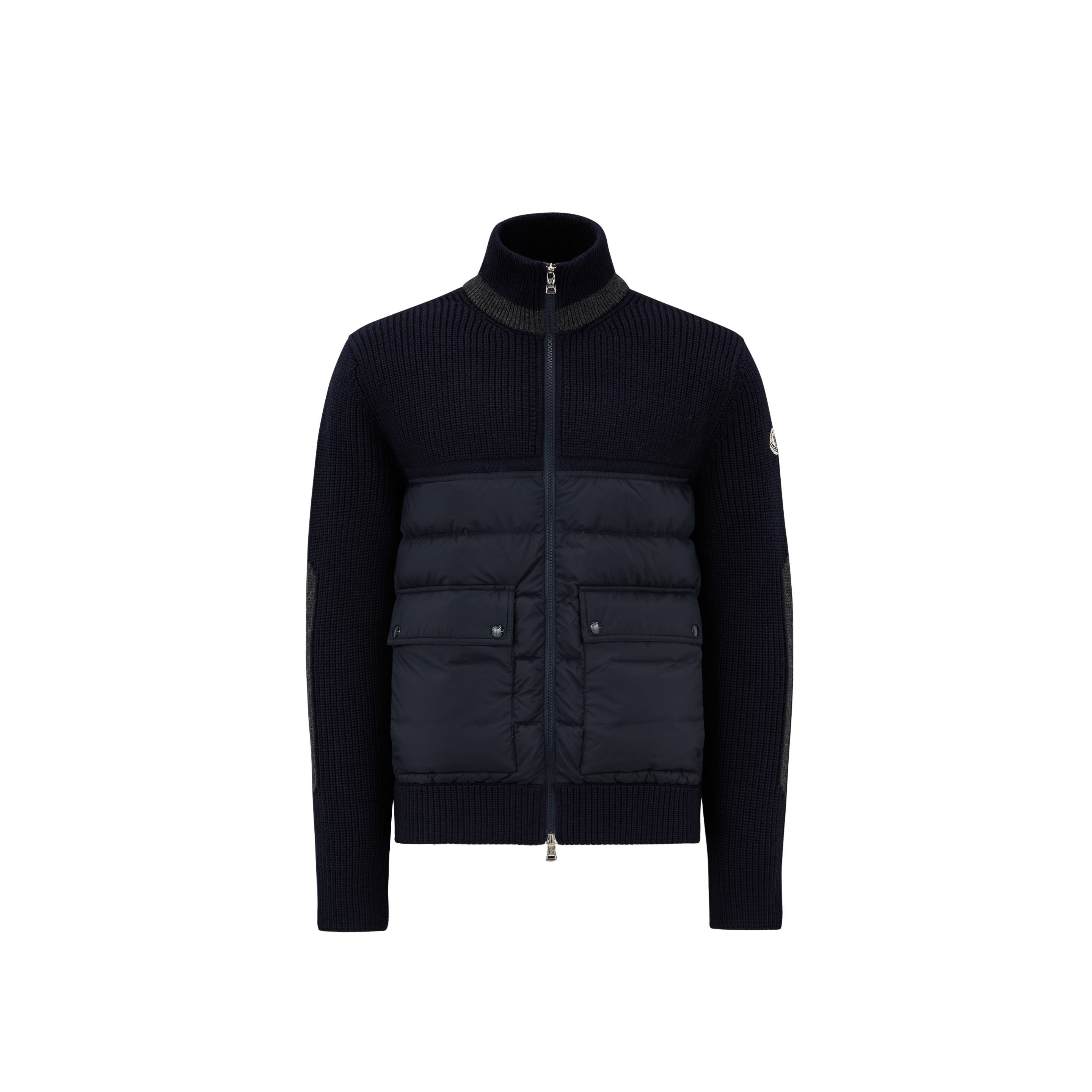 Moncler Collection Padded Wool Cardigan In Black