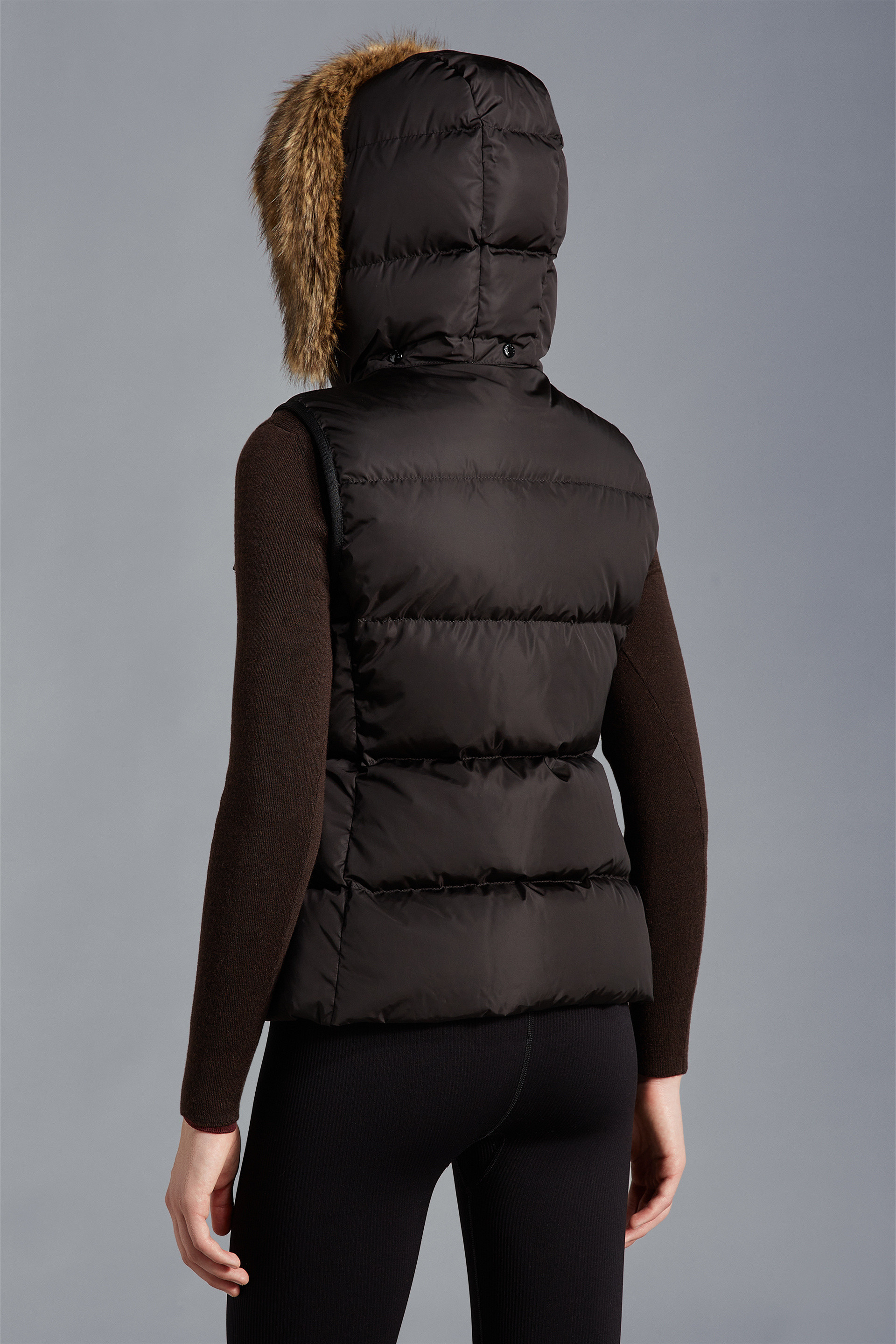 moncler vest with fur hood