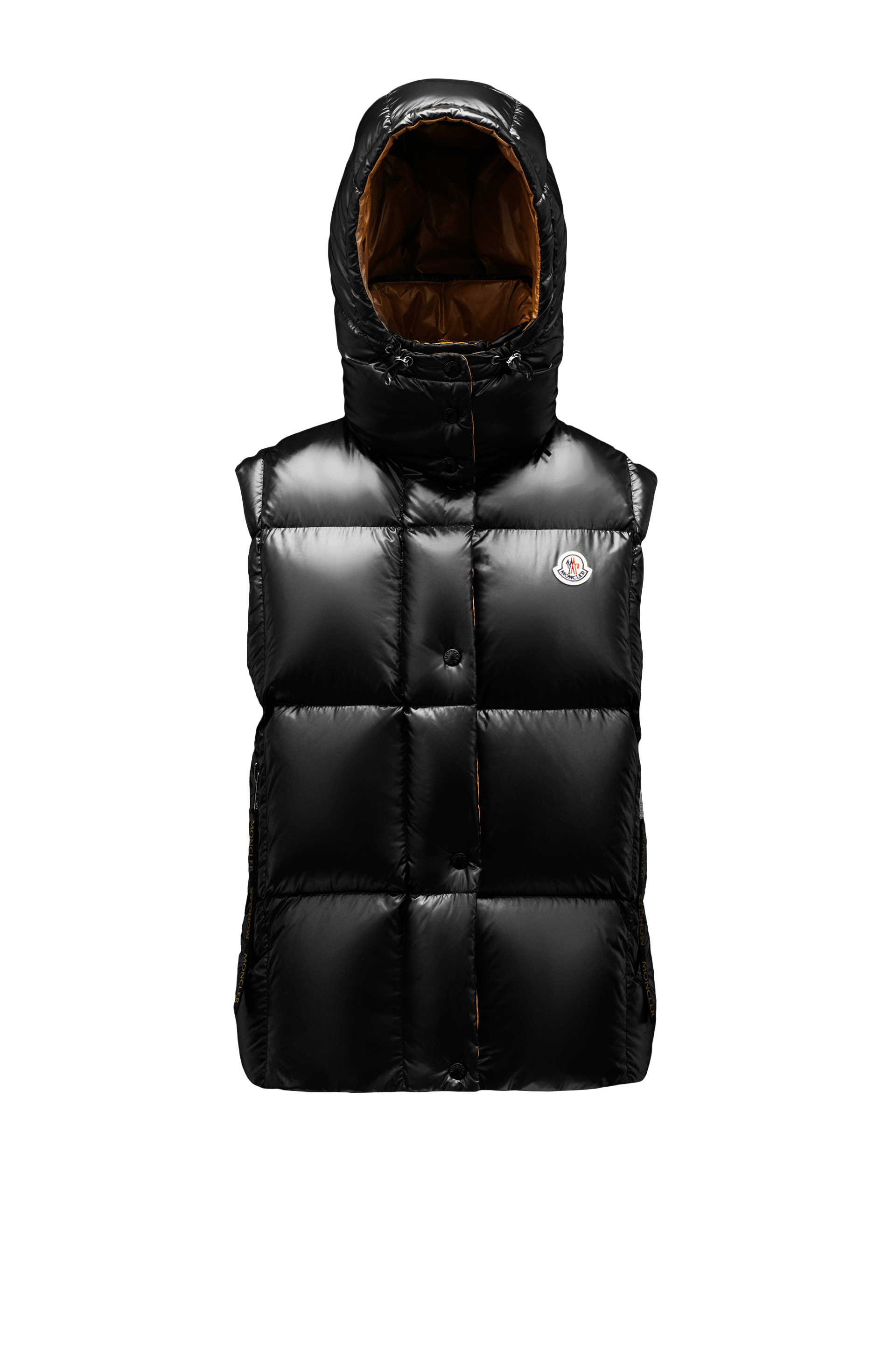 Moncler Logo Patch Quilted Down Puffer Vest In Black