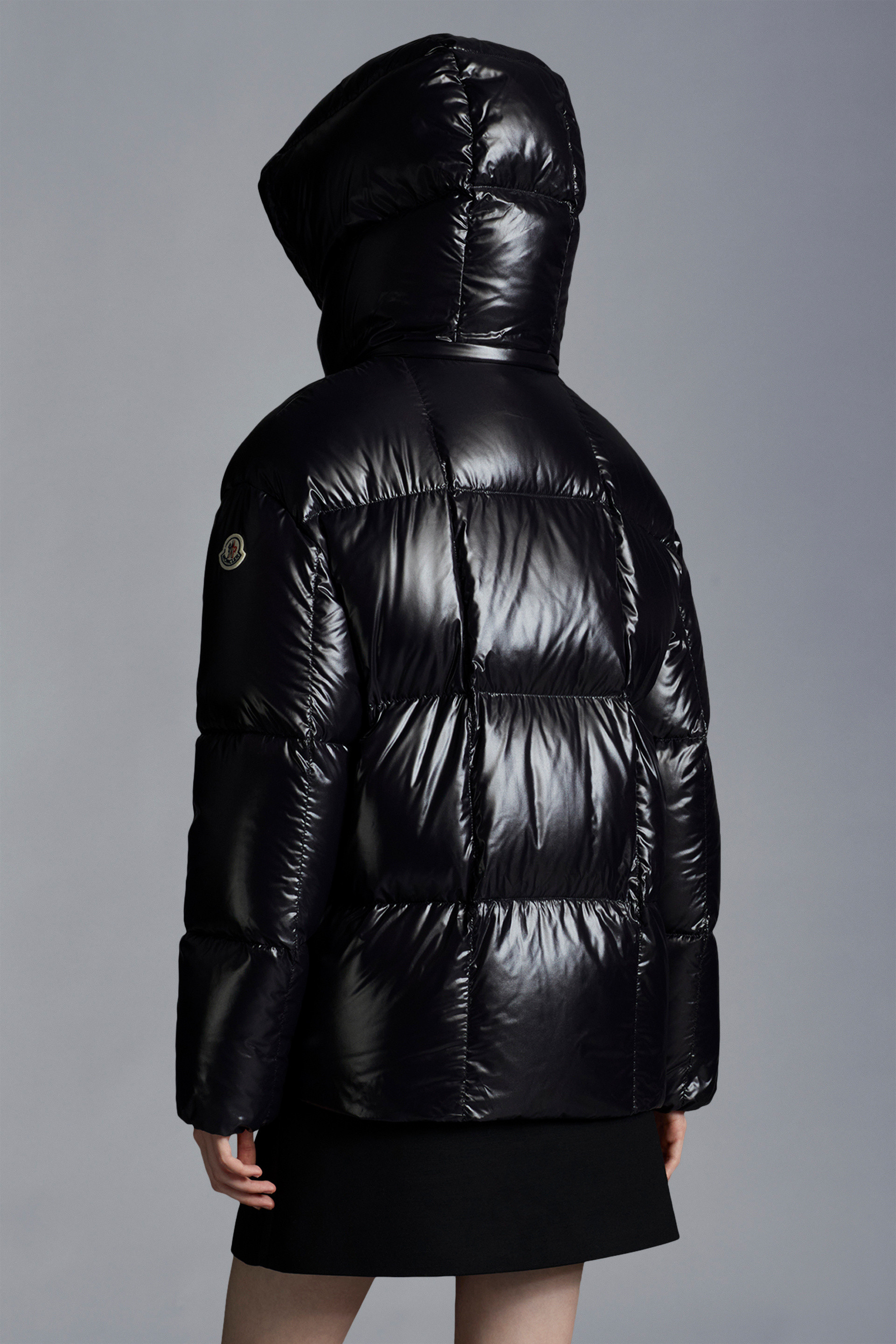 moncler coat womens black shiny