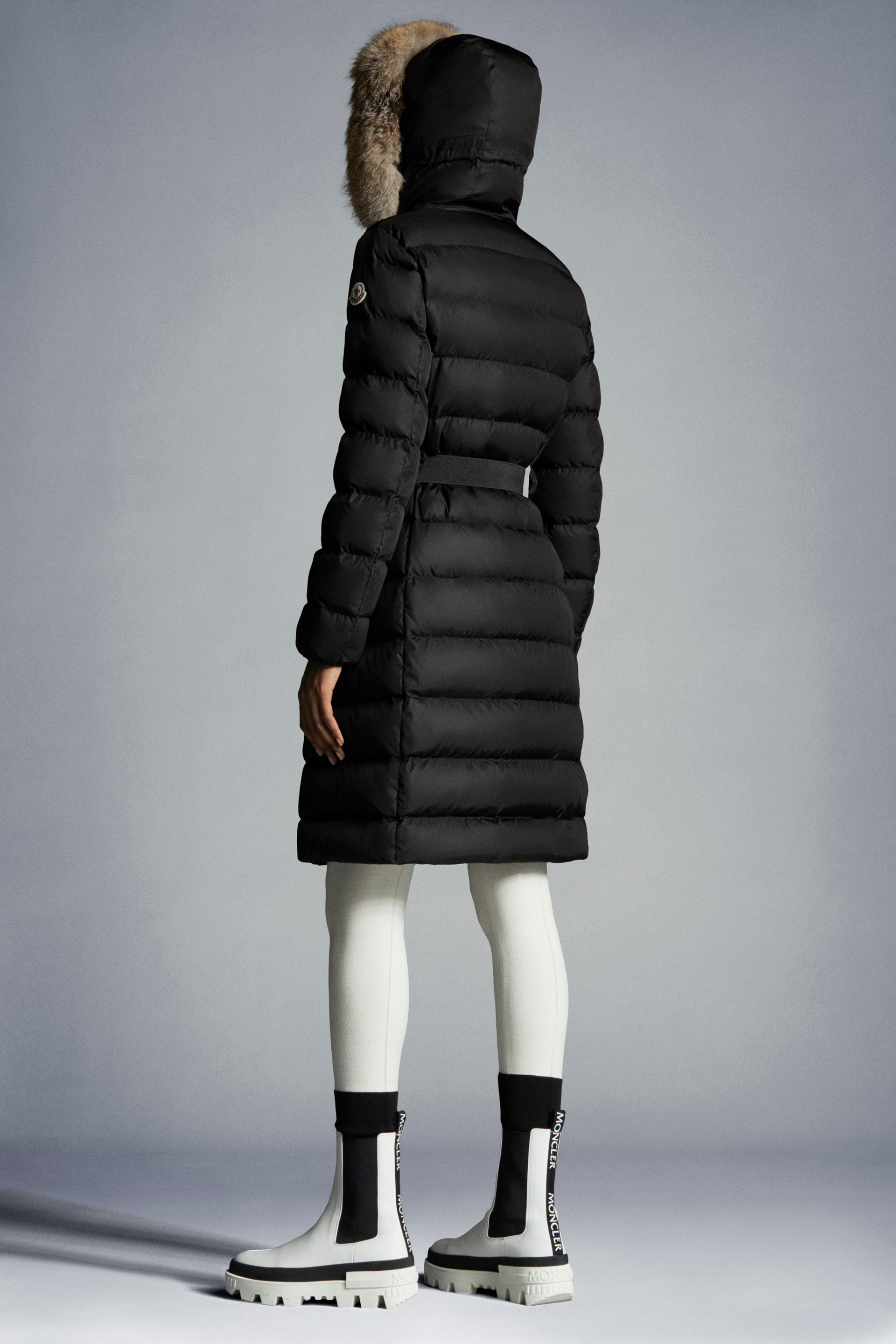 moncler women's black jacket with fur hood