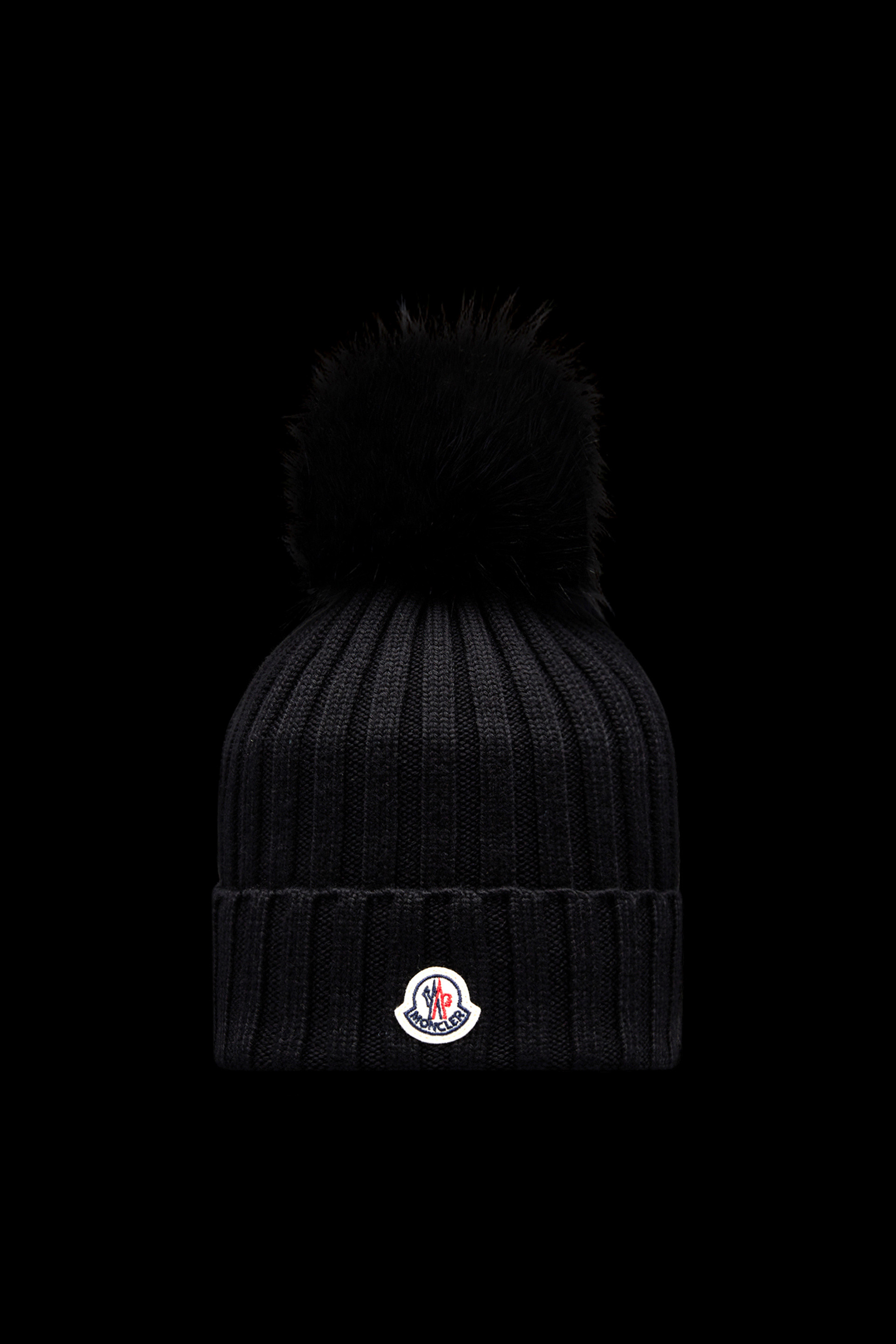 Black Beanie with Pom Pom - Hats & Beanies for Women | Moncler US