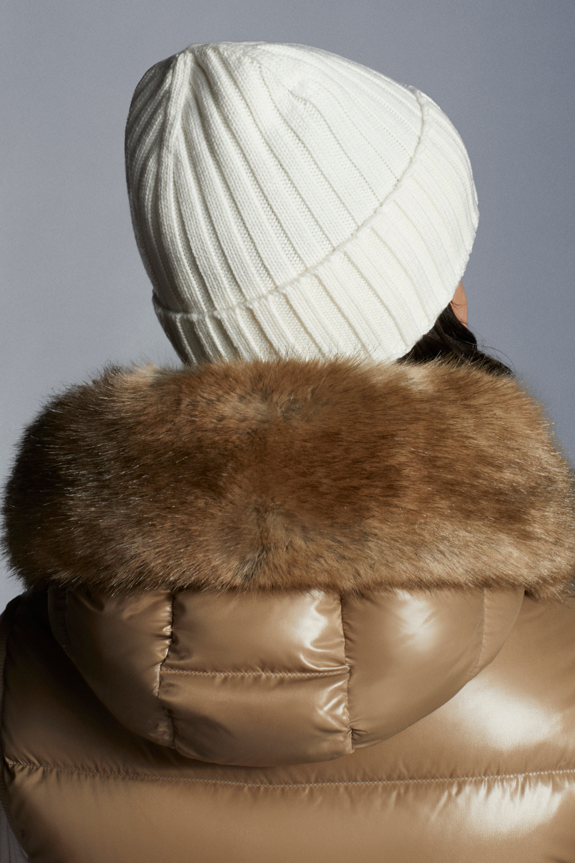 White Ribbed Knit Wool Beanie - Hats 