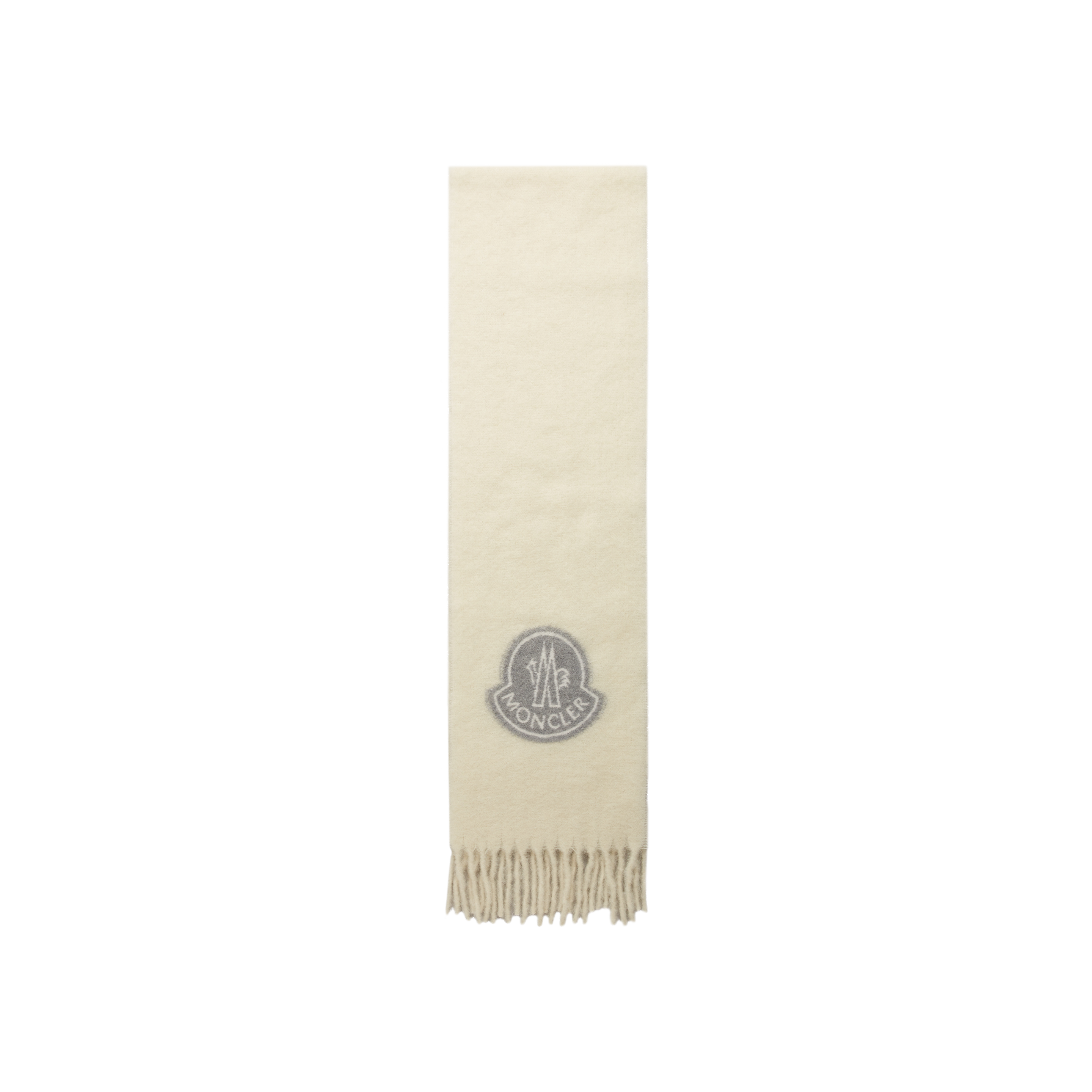 Moncler Collection Logo Wool Scarf White Size One Size