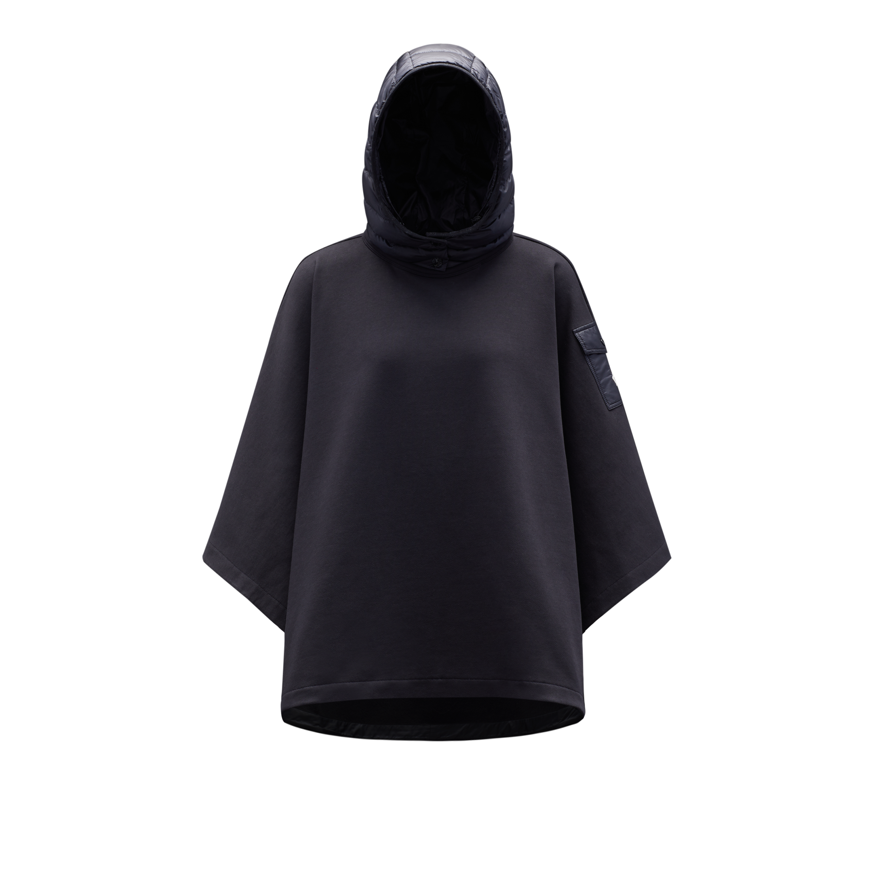 Moncler Collection Fleece Hooded Poncho Black Size One Size