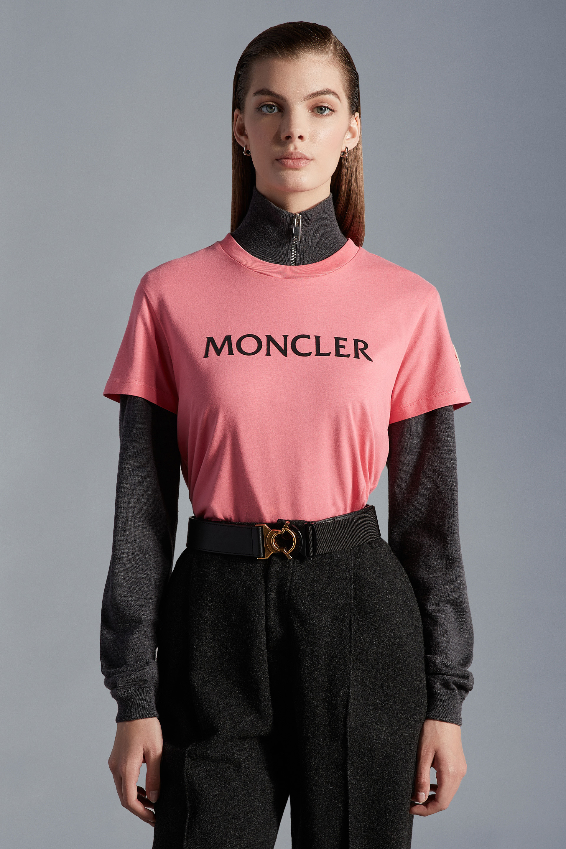 T-shirt en jersey de coton à logo Moncler en coloris Rose Femme Tops Tops Moncler 