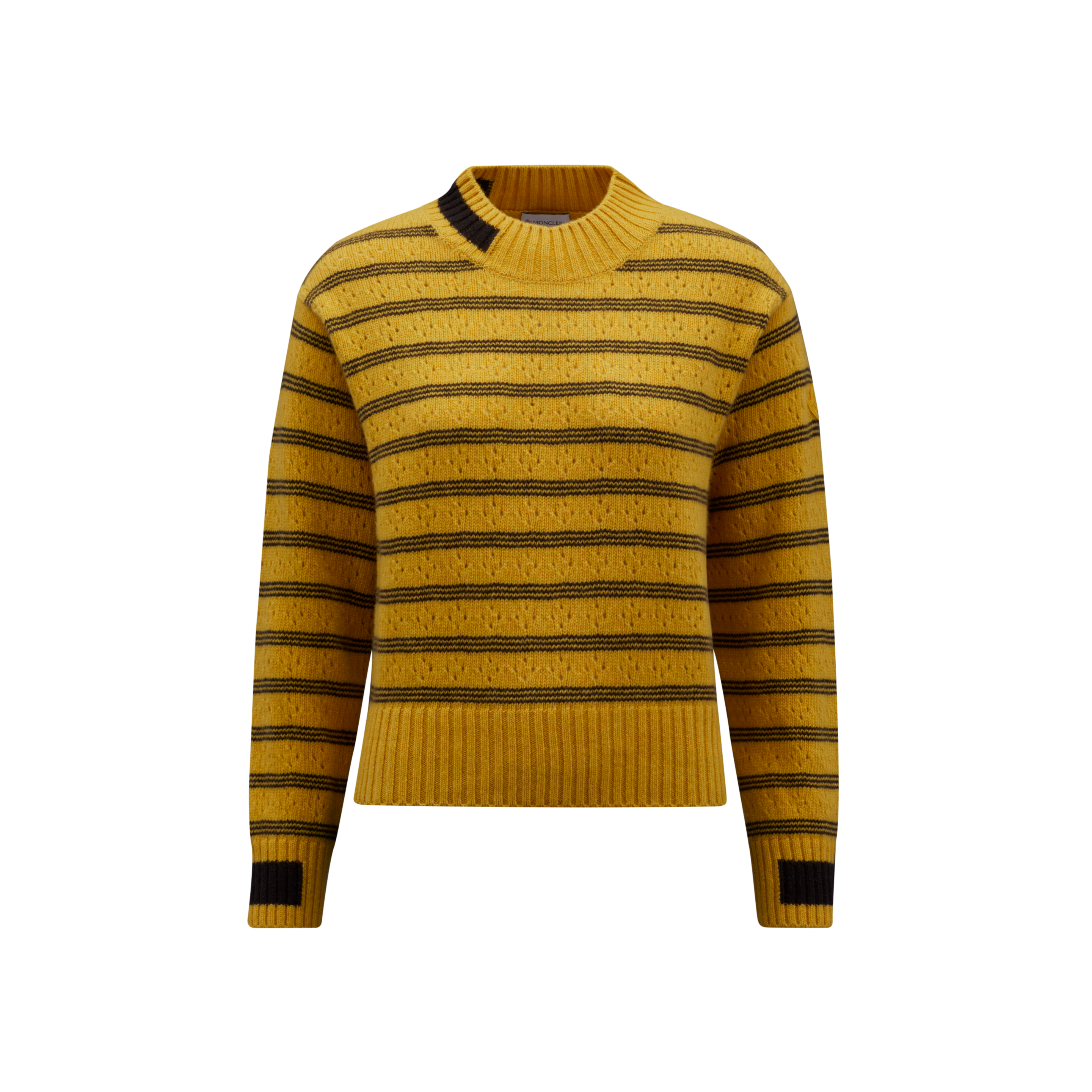 Moncler Collection Pull En Laine Cardée In Yellow