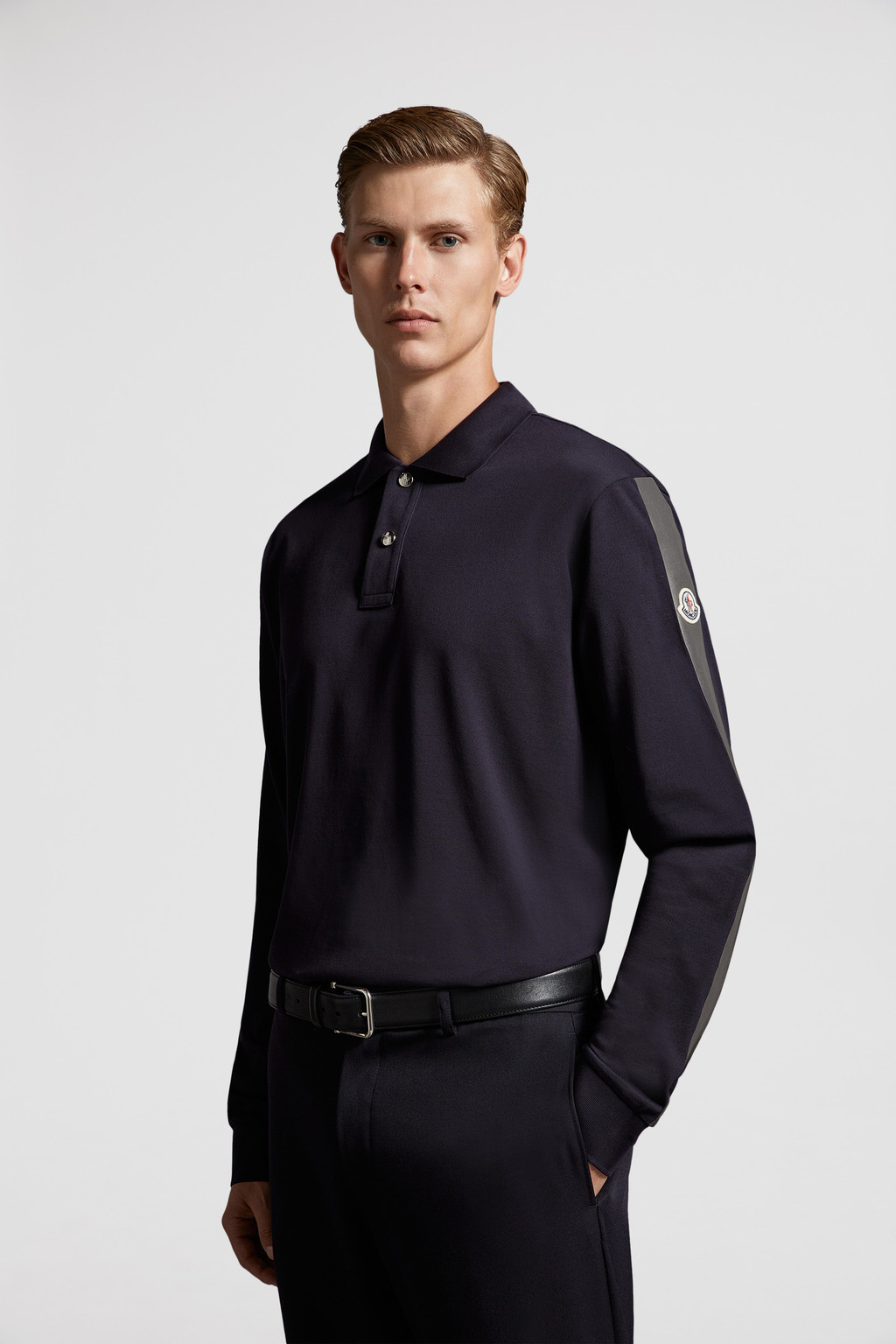 Navy Blue & Gray Inter x Moncler Long Sleeve Polo Shirt - Inter x