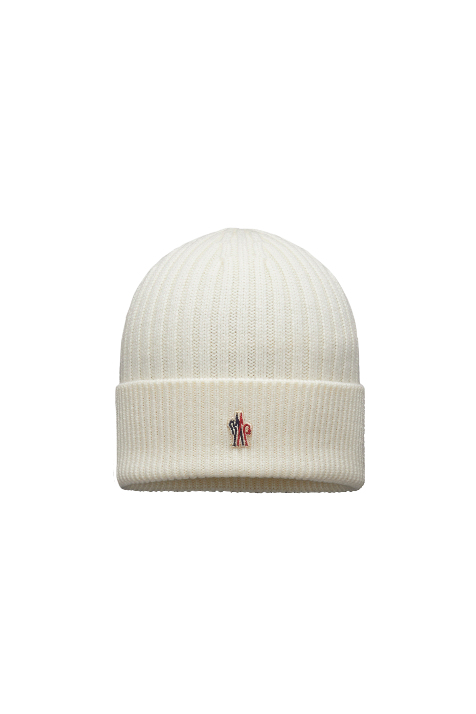 Moncler Ribbed Knit Wool Beanie White Size One Size