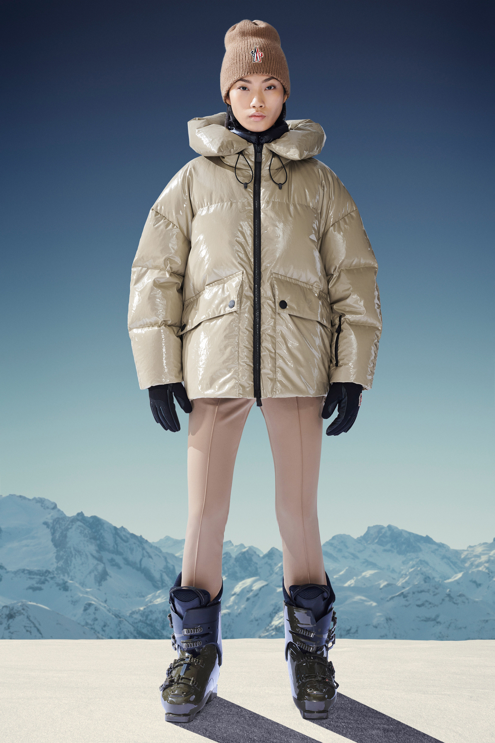 Camel Beige Tillier Short Down Jacket All Down Jackets for Women